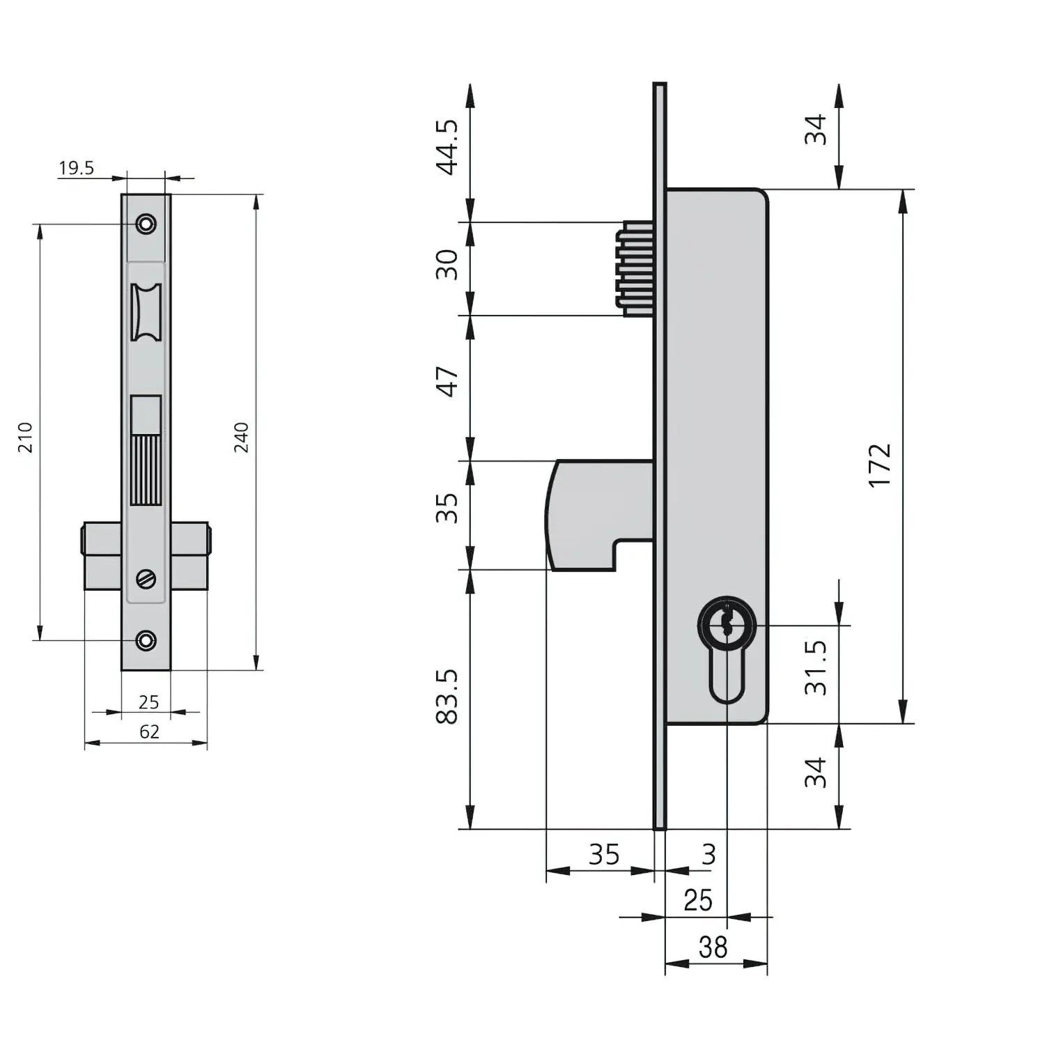 CERRADURA CVL 1990V25/5   CARPINTER