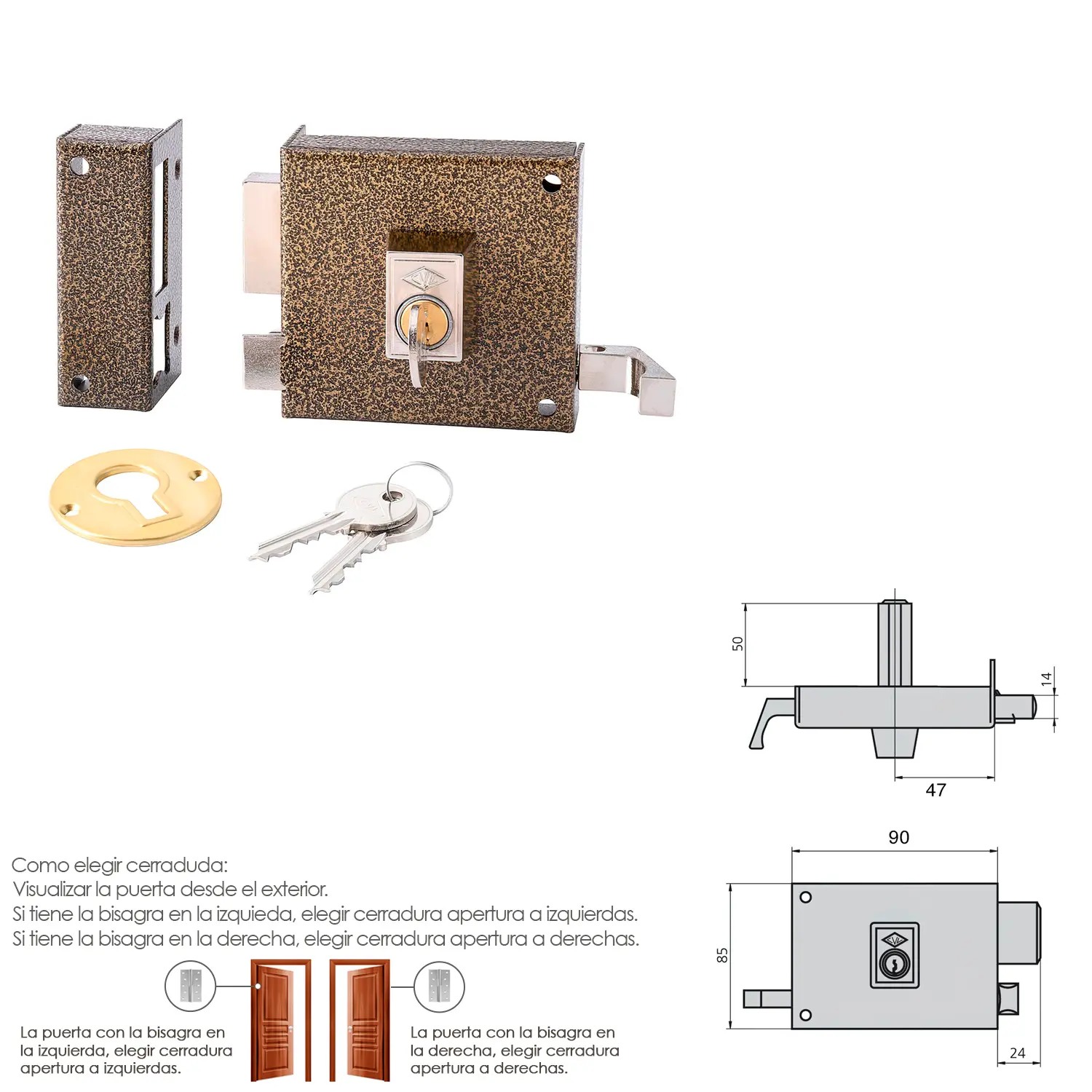 CERRADURA CVL 125A/  8/HE IZQUIERDA