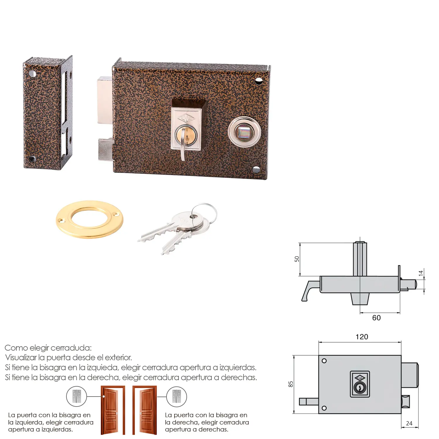 CERRADURA CVL 1125BR/ 12/HE IZQUIER