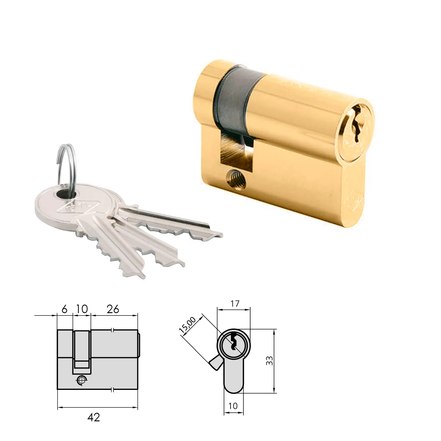 CILINDRO CVL 5982T / 26X42 LATON PU