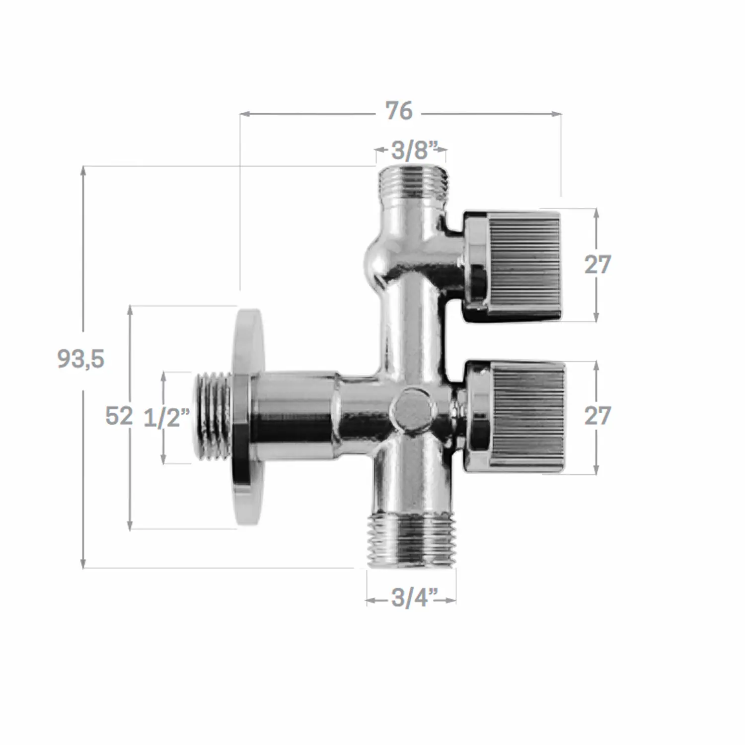 LLAVE DE ESCUADRA DOBLE SALIDA 3/4"