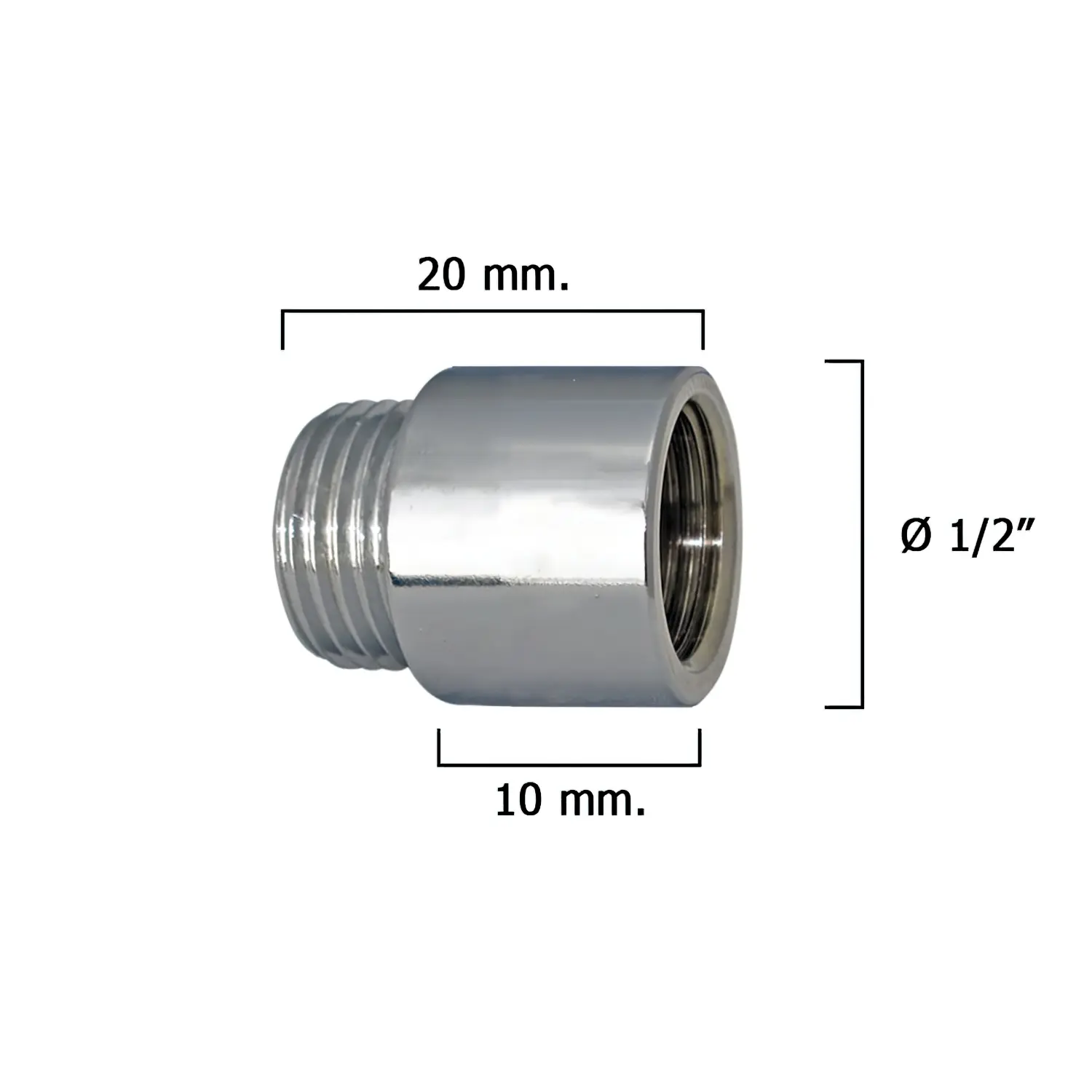 ALARGADERA REDONDA CROMO  1/2" X 10