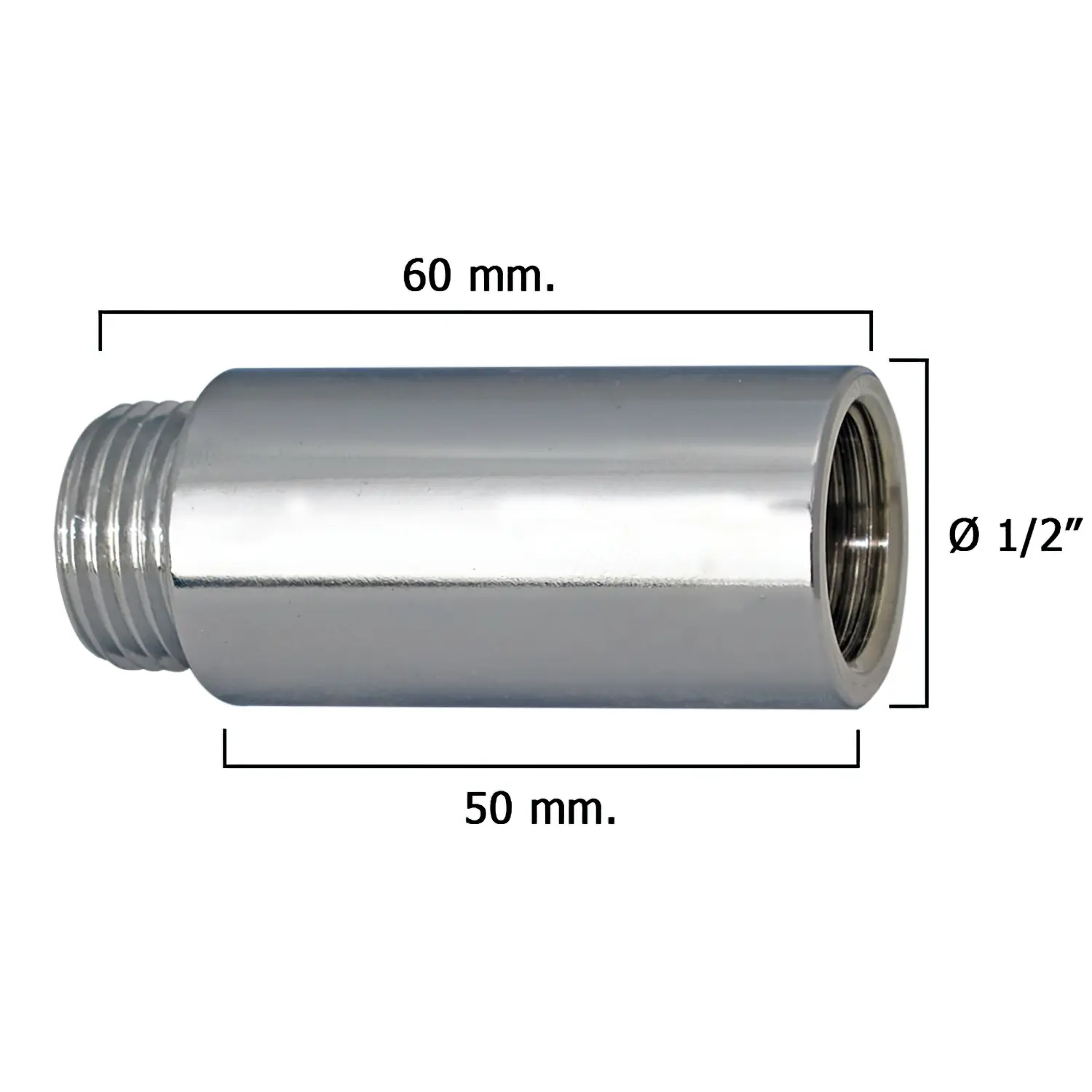 ALARGADERA REDONDA CROMO  1/2" X 50