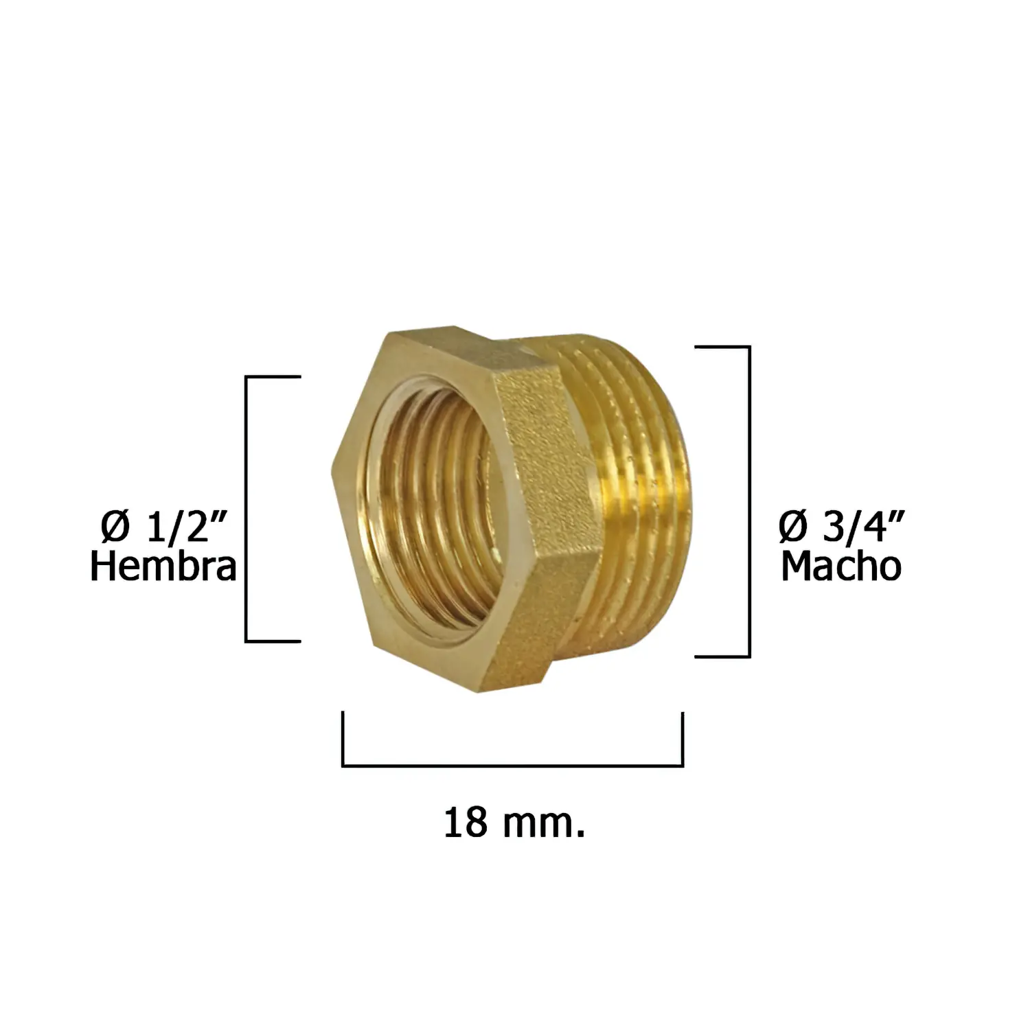 REDUCCION HEXAGONAL PULIDA 3/4 MACH