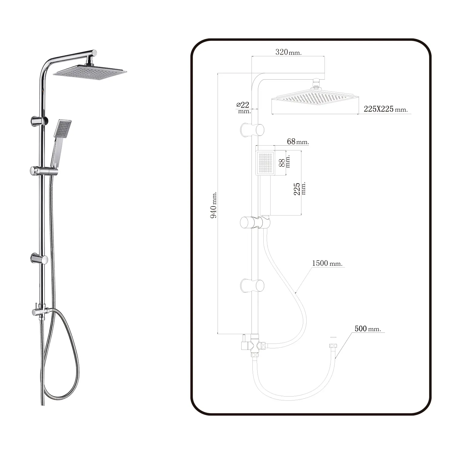 COLUMNA DUCHA UNIVERSAL COMPLETA CU