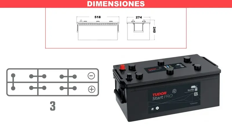 BATERIA 225AH 1200A 518*279*240