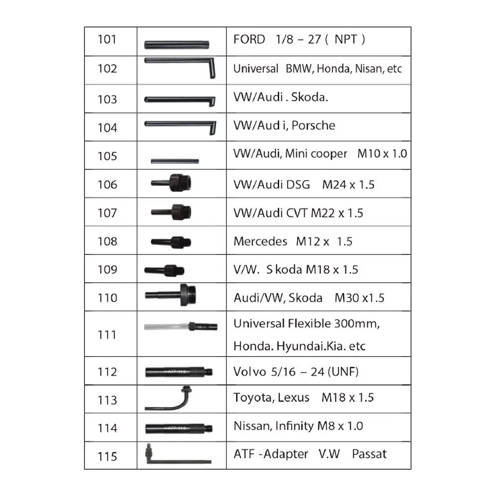 SET DE 15 ADAPTADORES PARA BOMBA LL