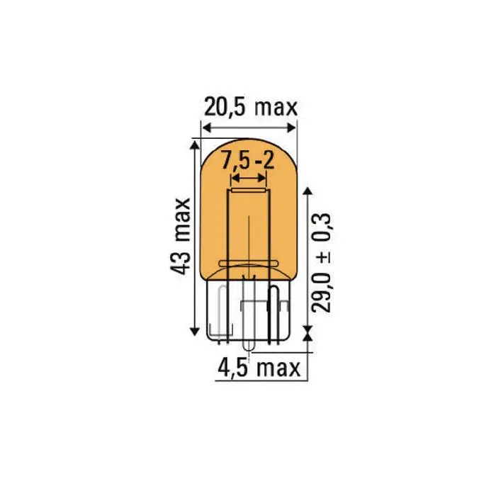 LA�MPARA OBN WEDGE 21W 12V T20 AMBA