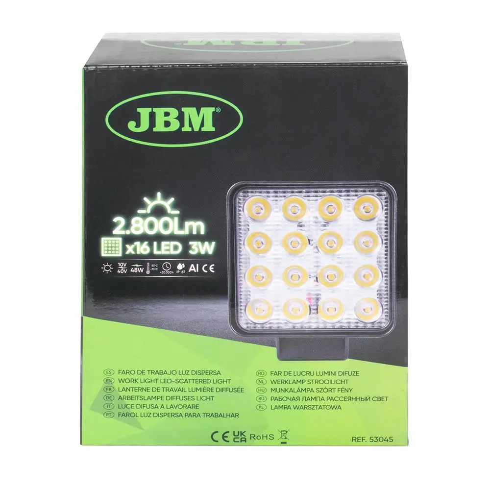 FARO DE TRABAJO DE 16 LEDS 48W CUAD