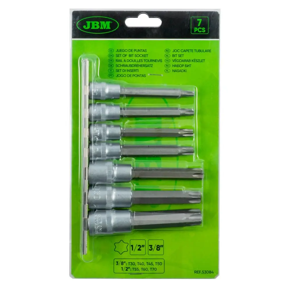 JUEGO DE 7 PUNTAS TORX DE 3/8" Y 1/