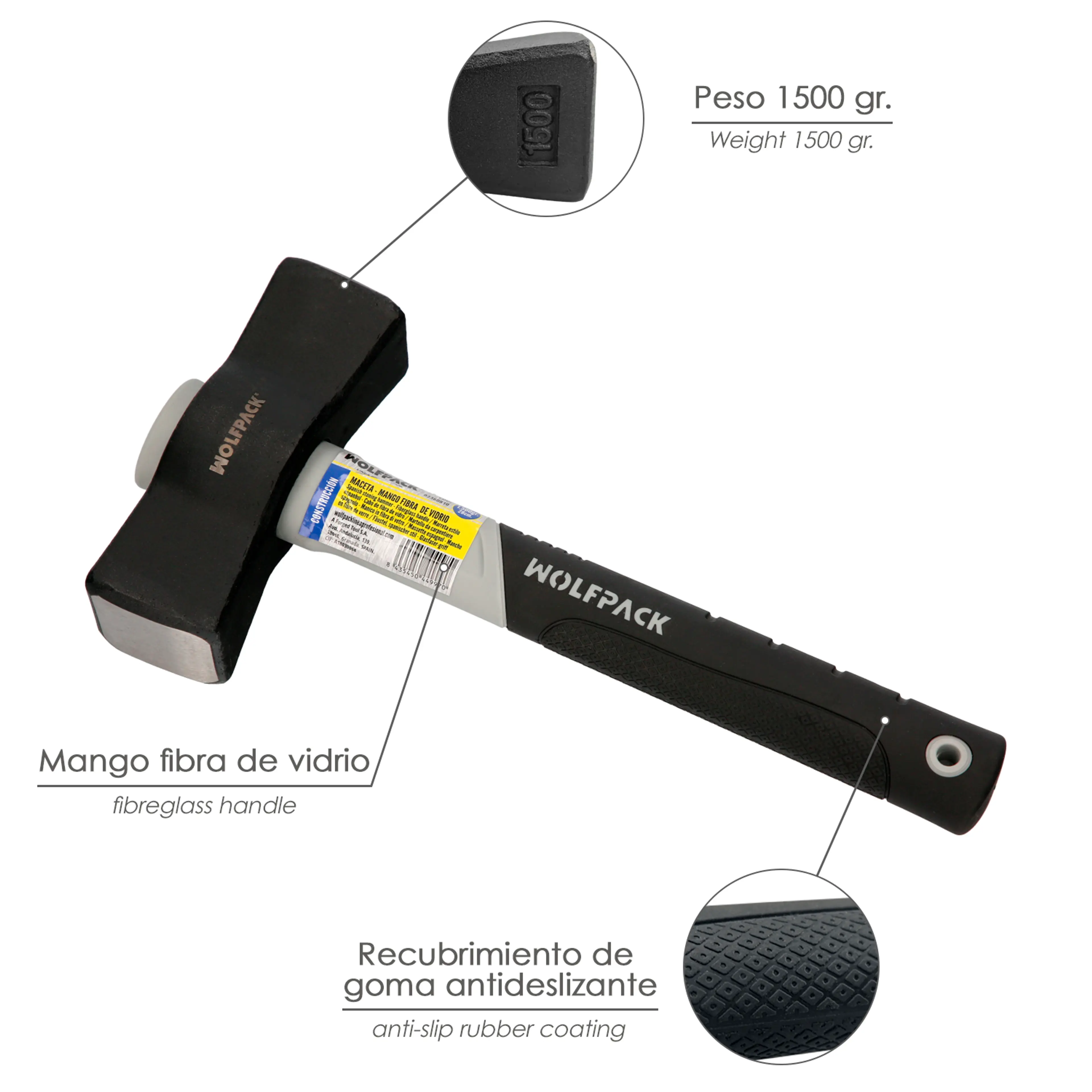 MACETA MANGO FIBRA VIDRIO   1500 GR