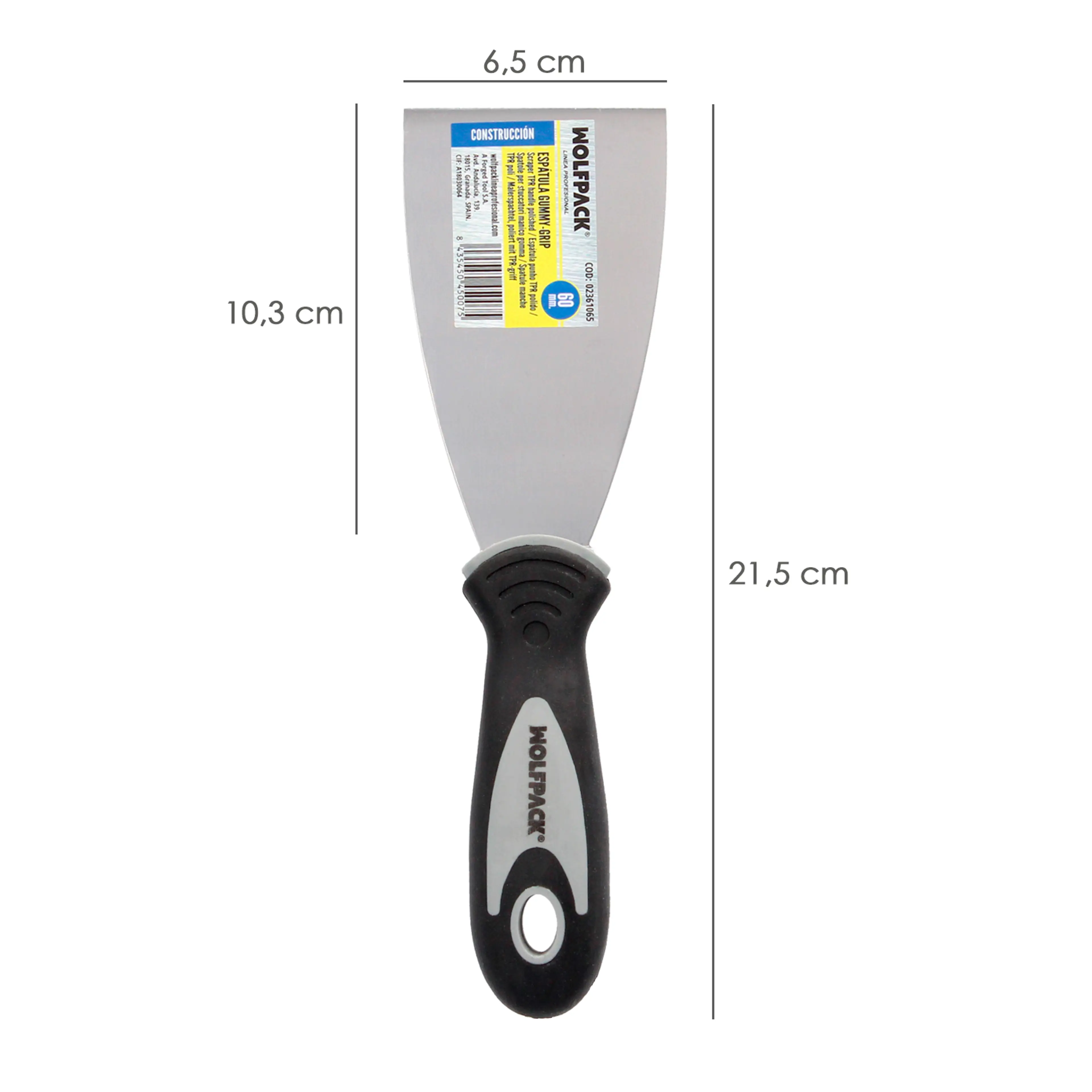 ESPATULA MANGO GUMMY GRIP HOJA 60 M