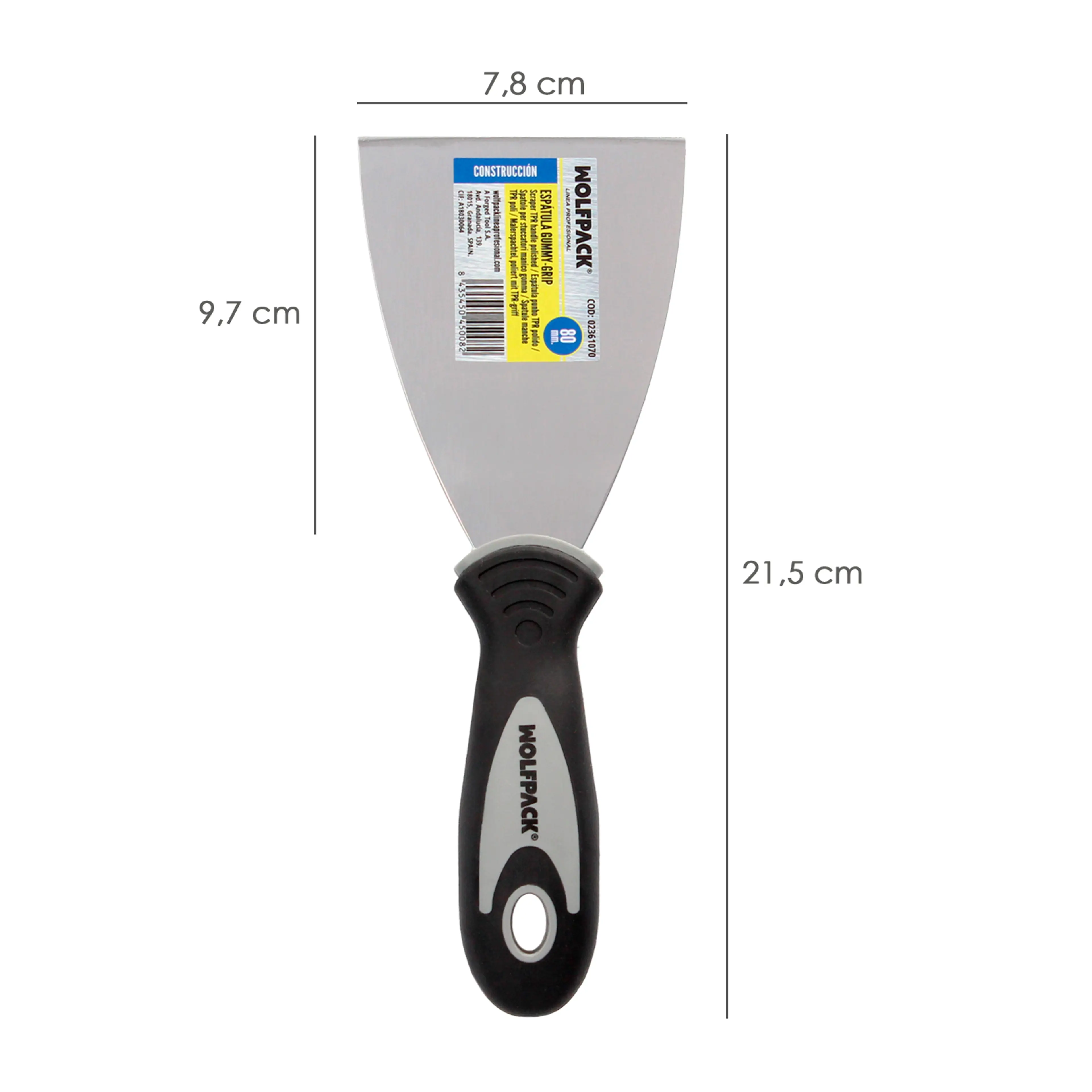 ESPATULA MANGO GUMMY GRIP HOJA 80 M