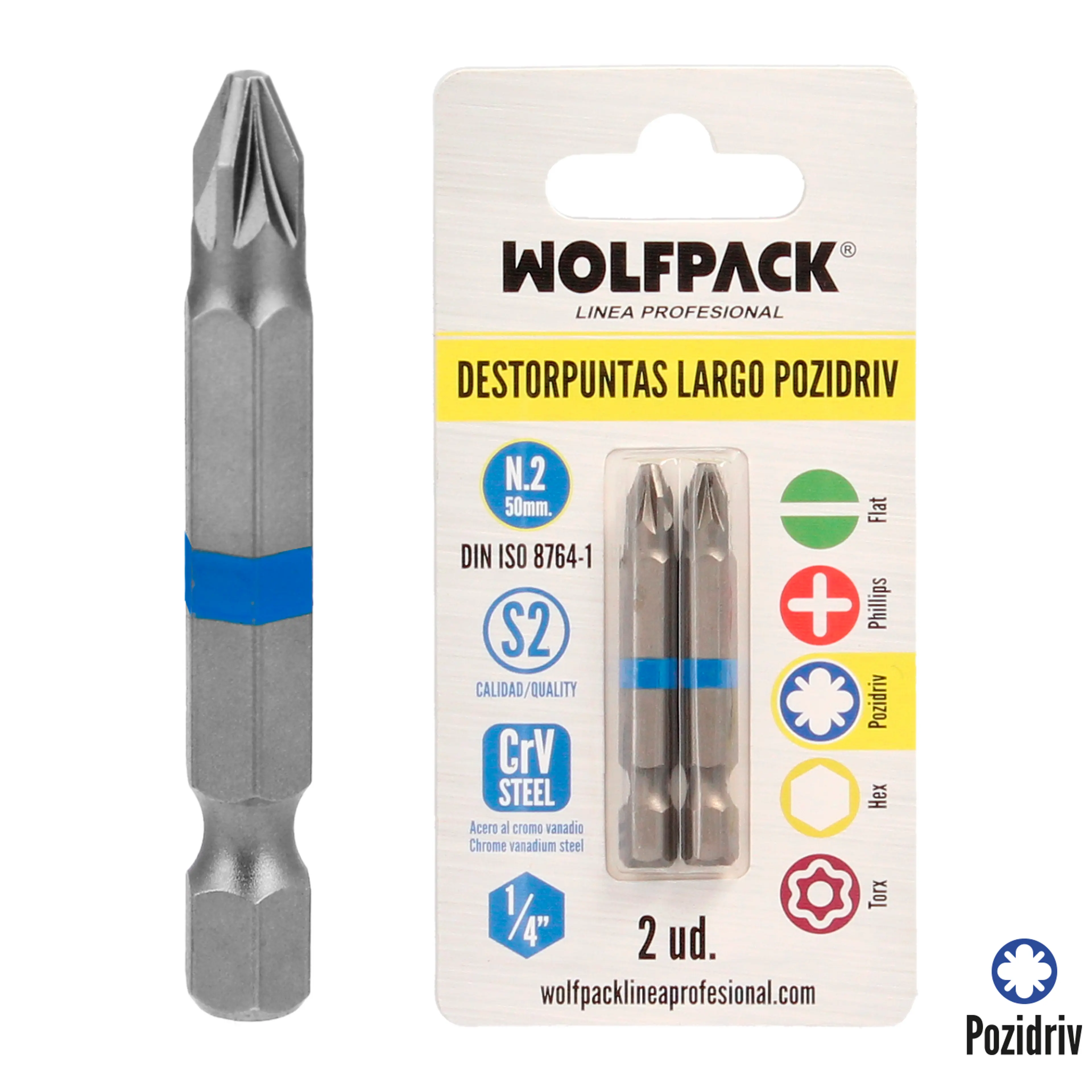 DESTORPUNTAS LARGO POZIDRIV Nº 2 (2