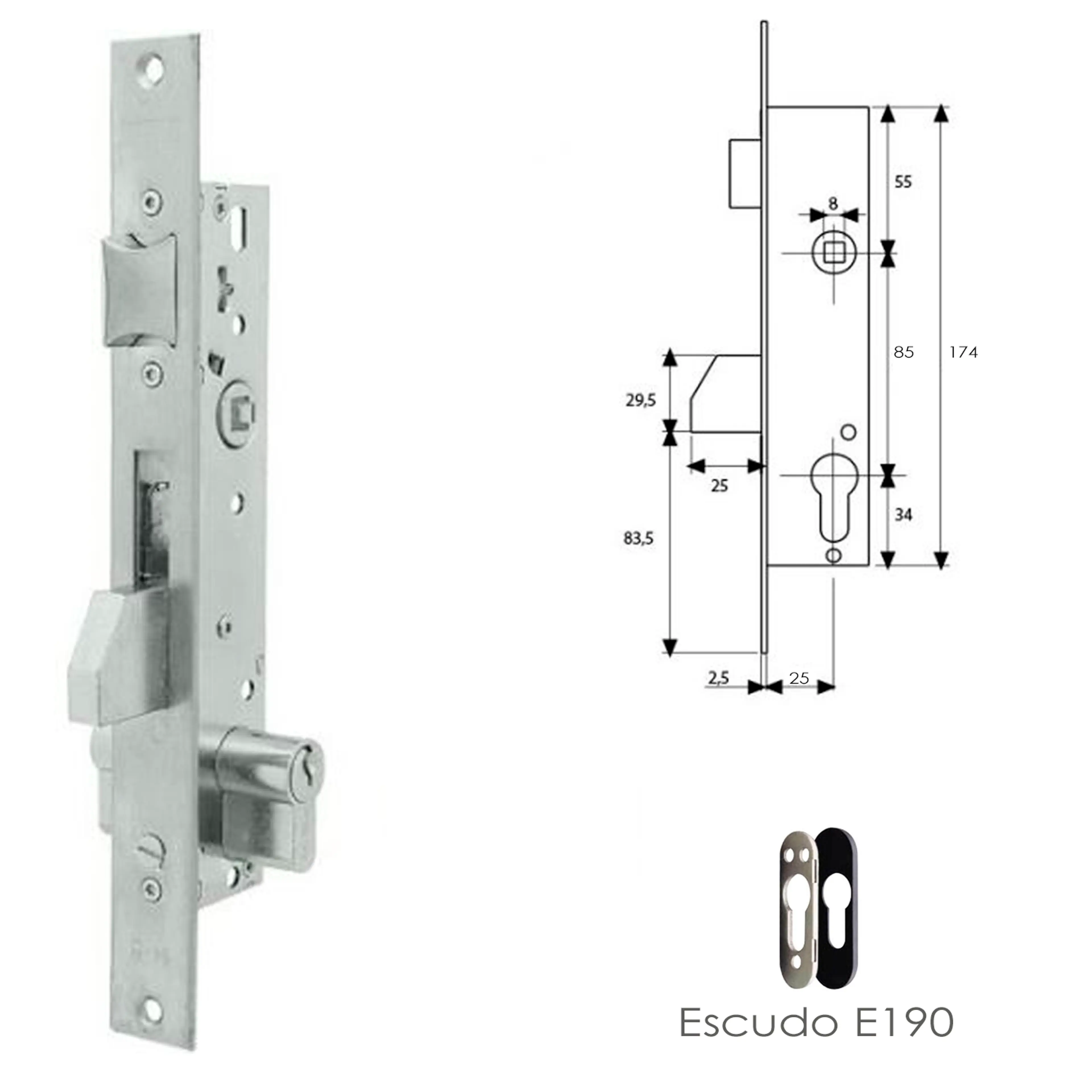 CERRADURA TESA 2210/25/3NI CON ESCU