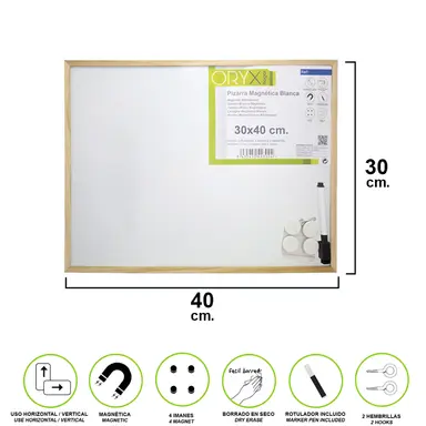 PIZARRA MAGNETICA BLANCA 30X40 CM. 