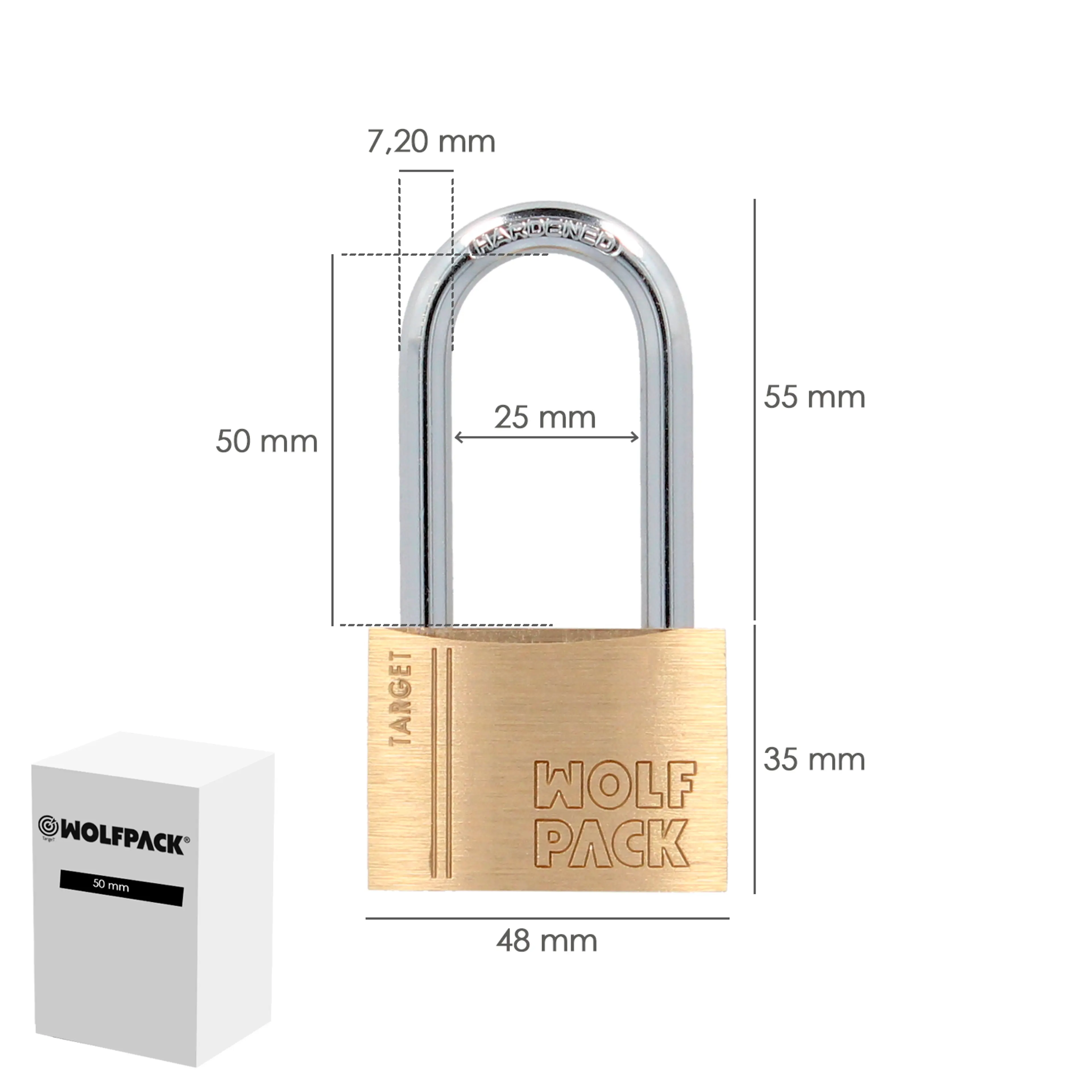 CANDADO LATON ARCO LARGO 50 MM. SER