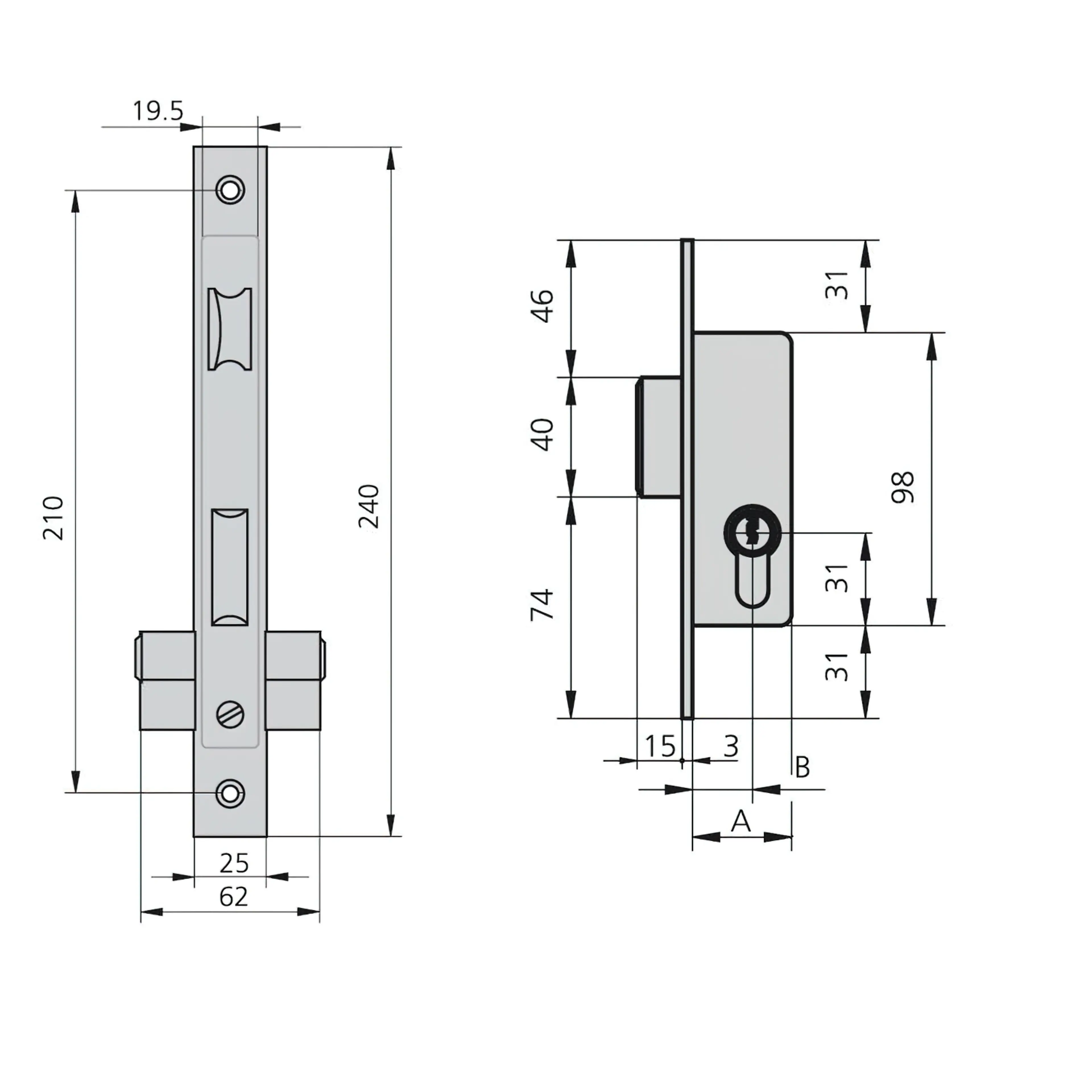 CERRADURA CVL 1983A25/5  CARPINTERÍ