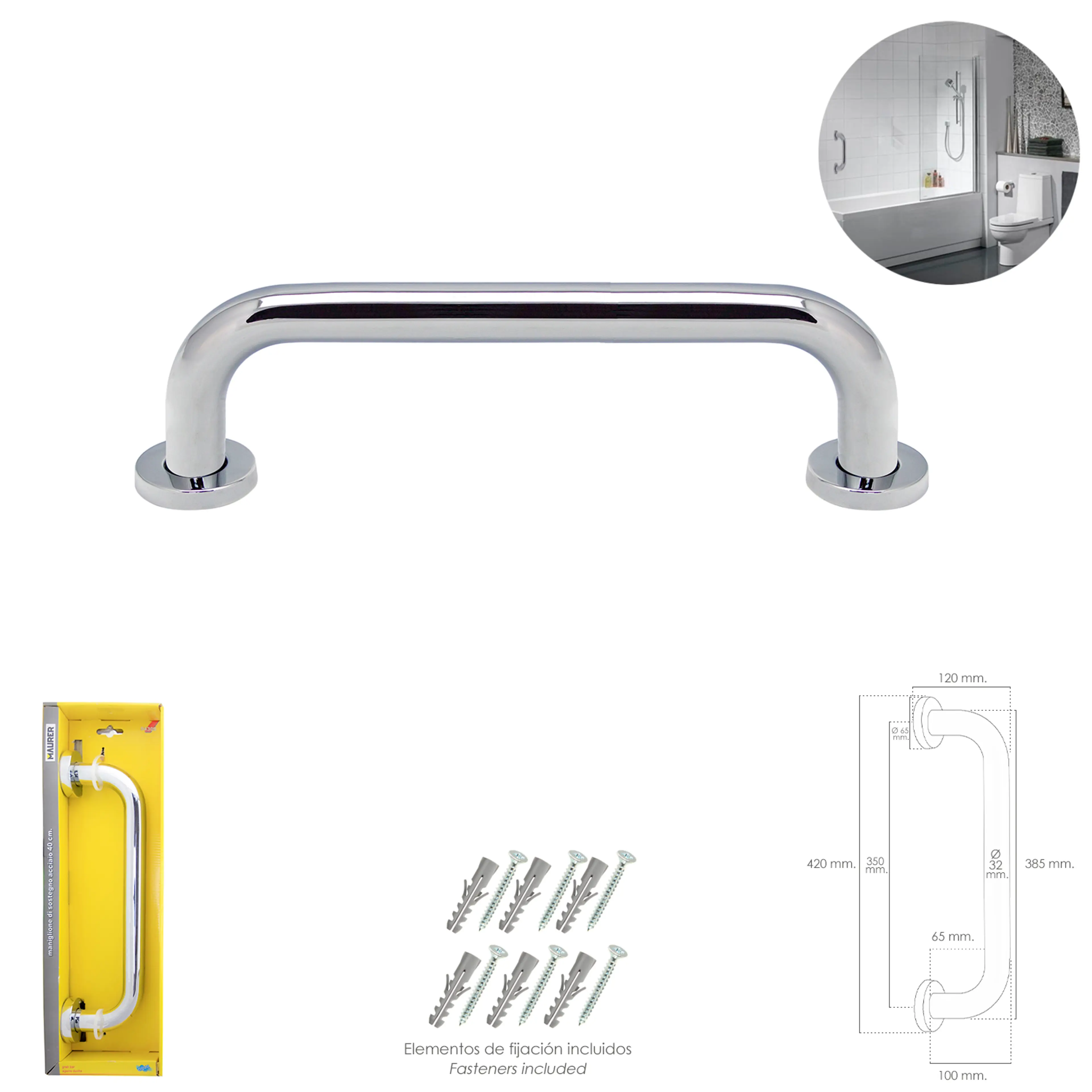 AGARRE DUCHA MAURER CROMO BRILLO Ø 