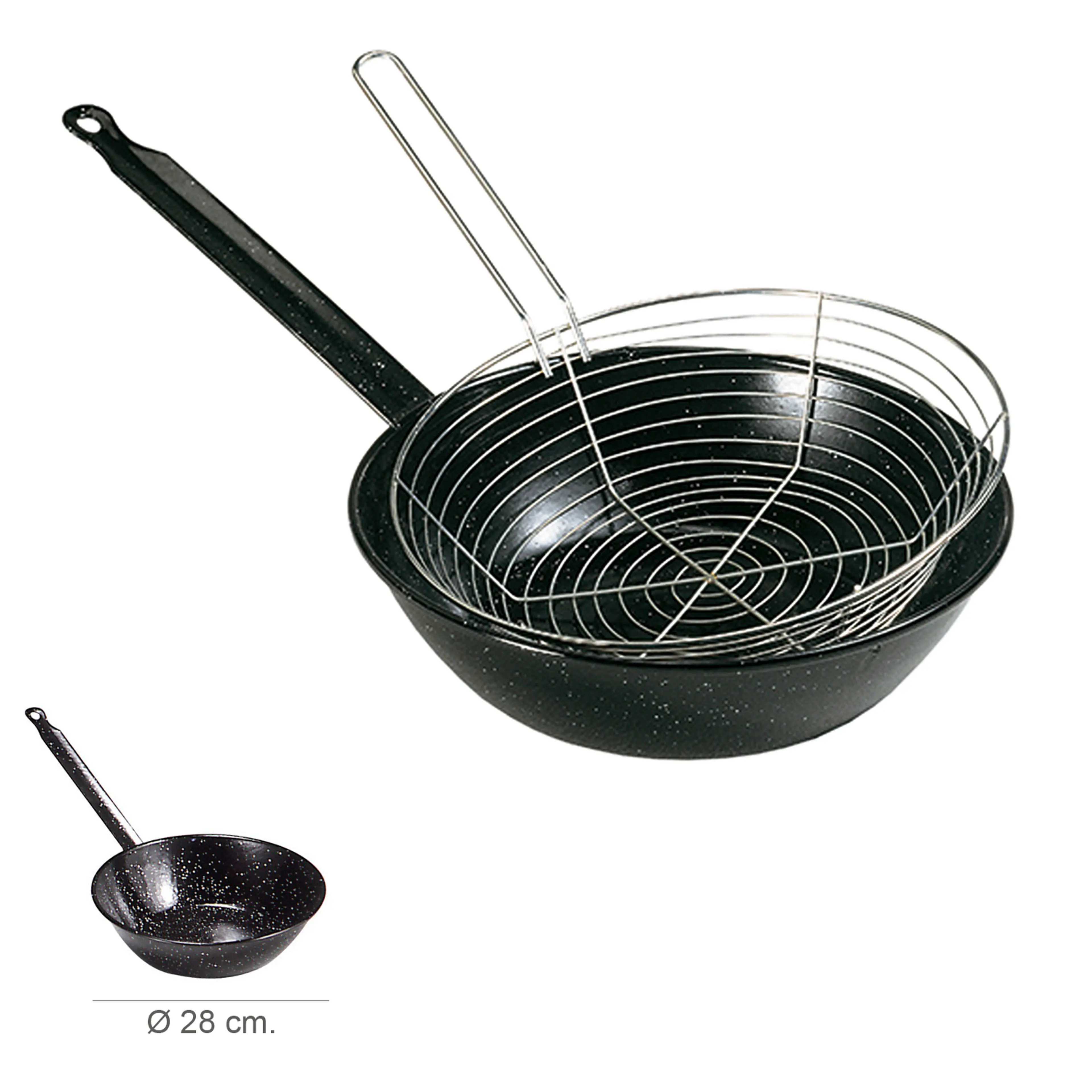 SARTEN ESMALTADA CON MANGO Ø 28 CM.