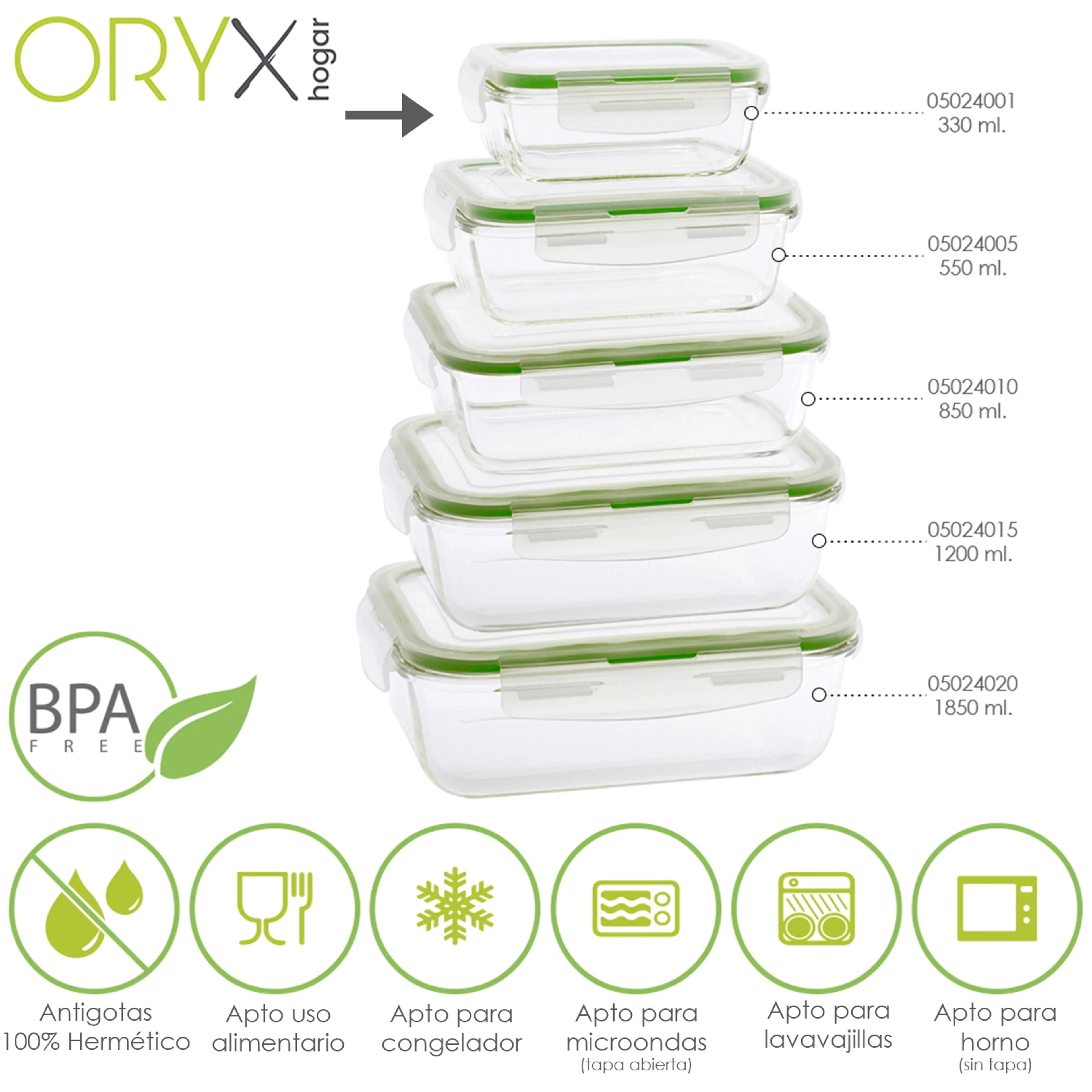 RECIPIENTE HERMETICO CRISTAL RECTAN