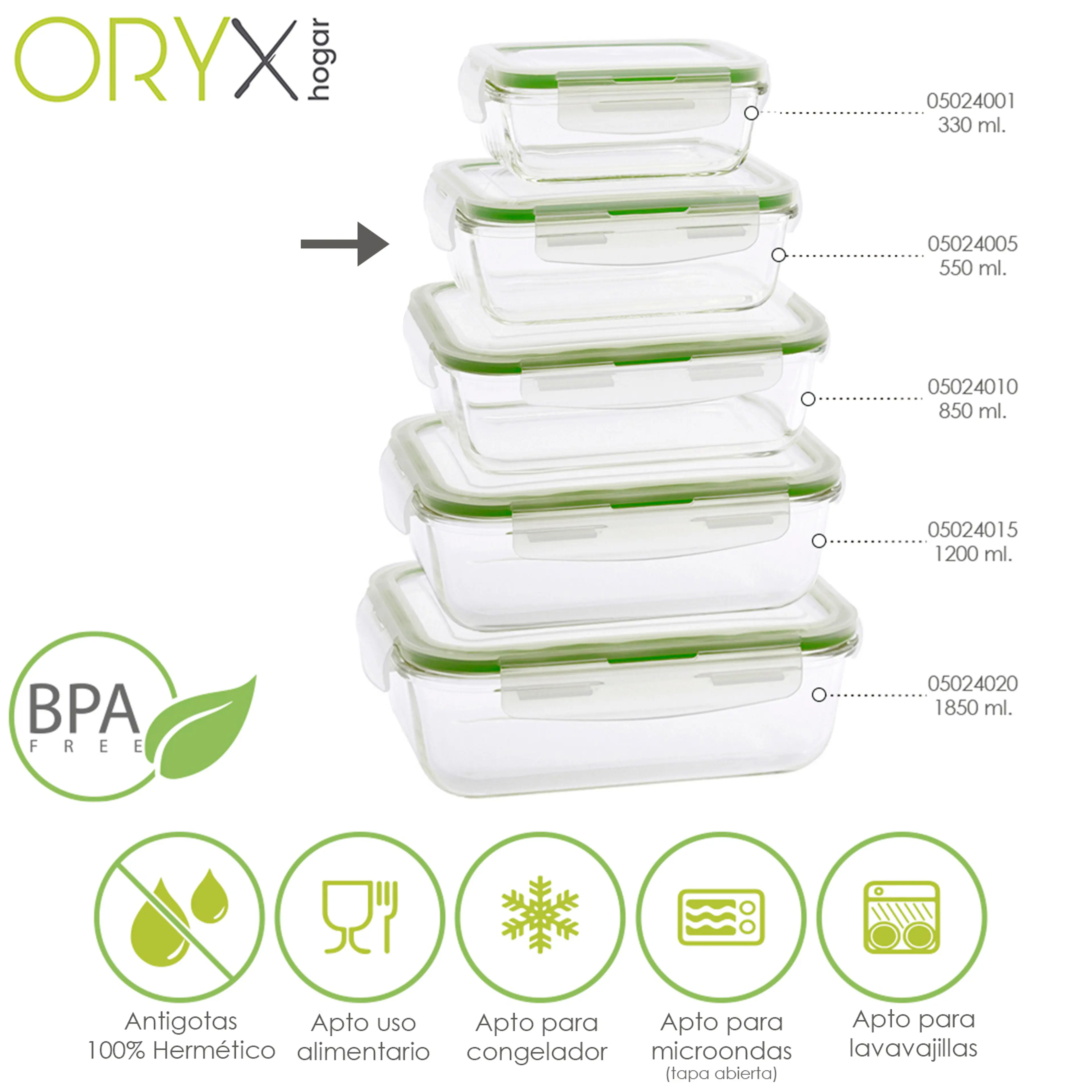 RECIPIENTE HERMETICO CRISTAL RECTAN