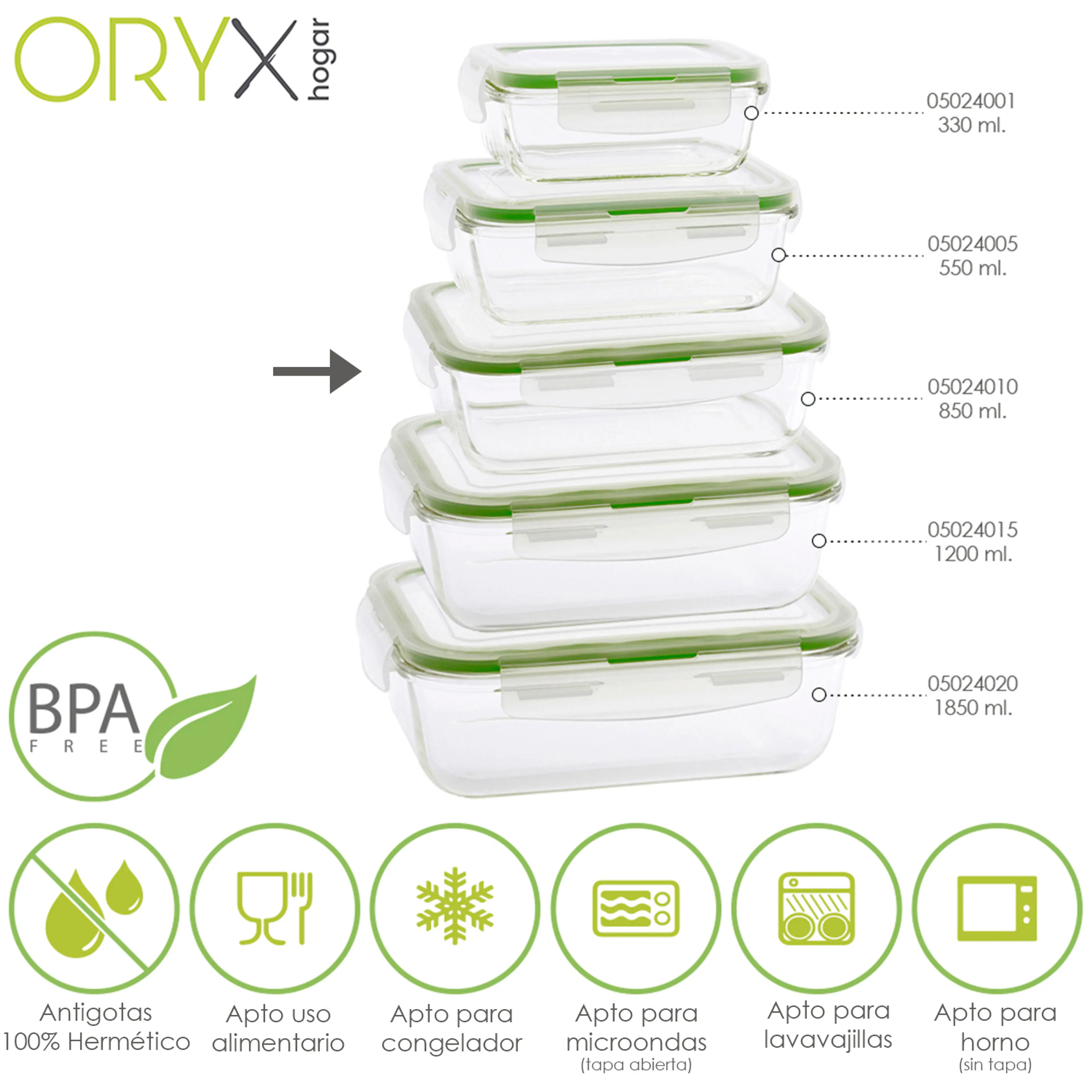 RECIPIENTE HERMETICO CRISTAL RECTAN