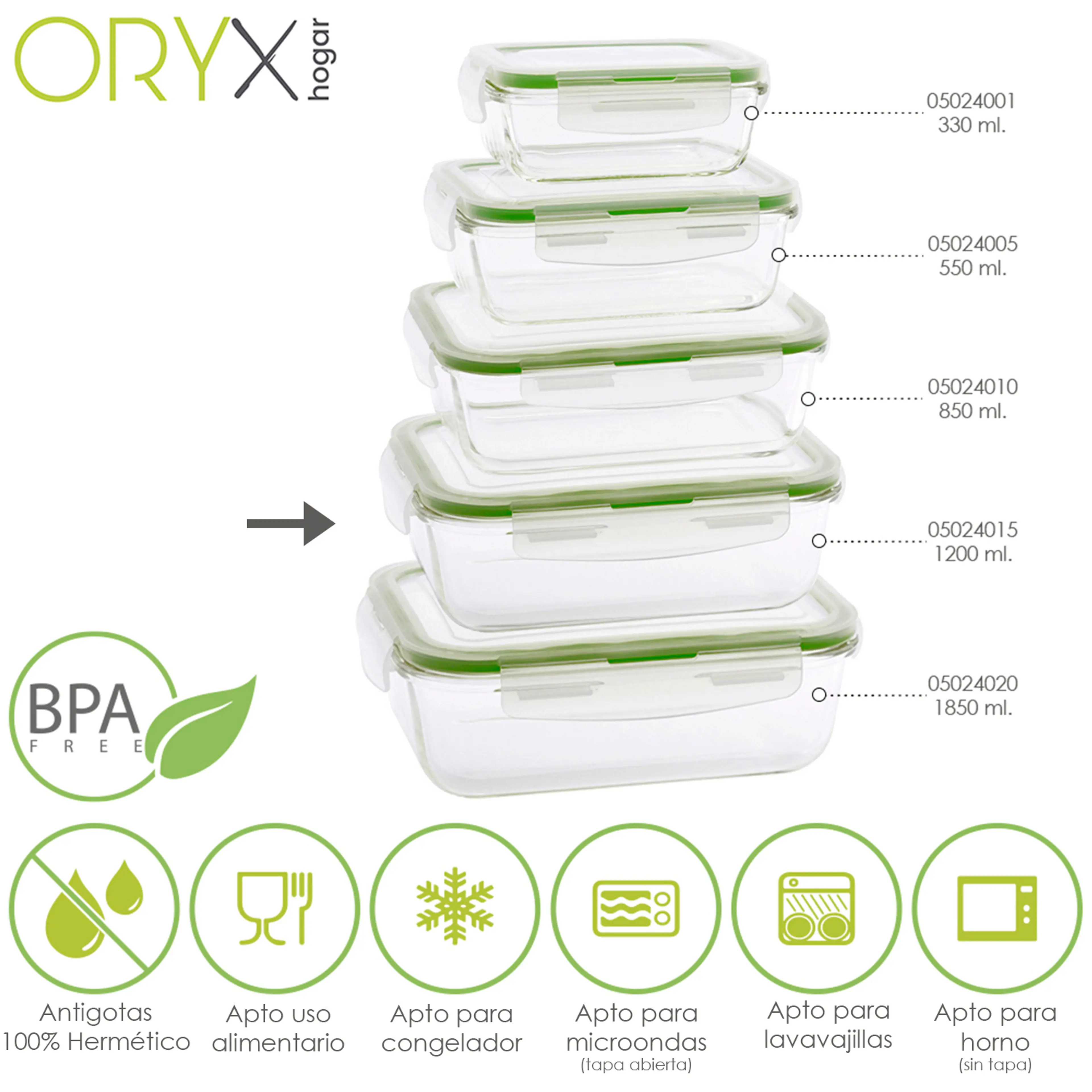 RECIPIENTE HERMETICO CRISTAL RECTAN