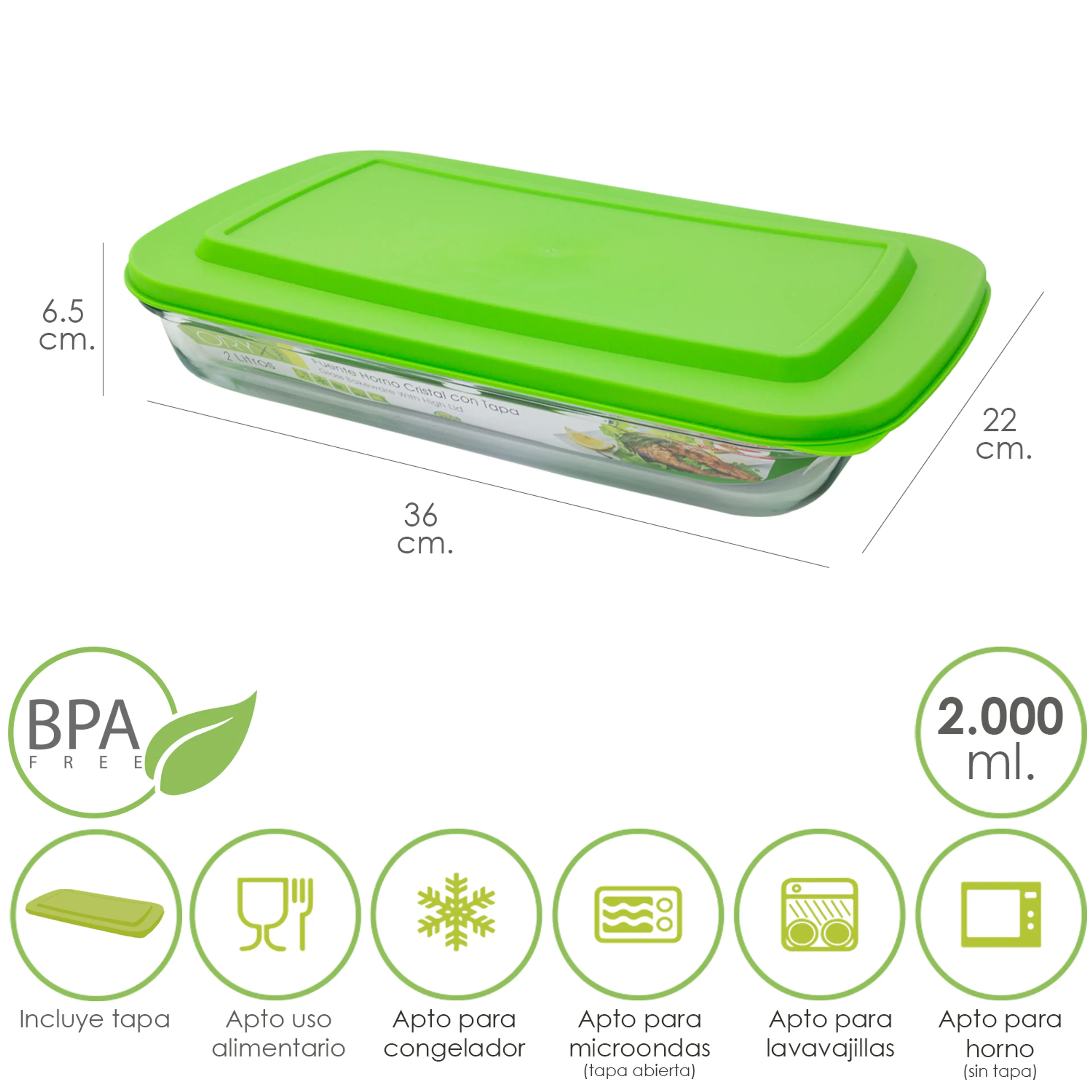 FUENTE CRISTAL RECTANGULAR CON TAPA