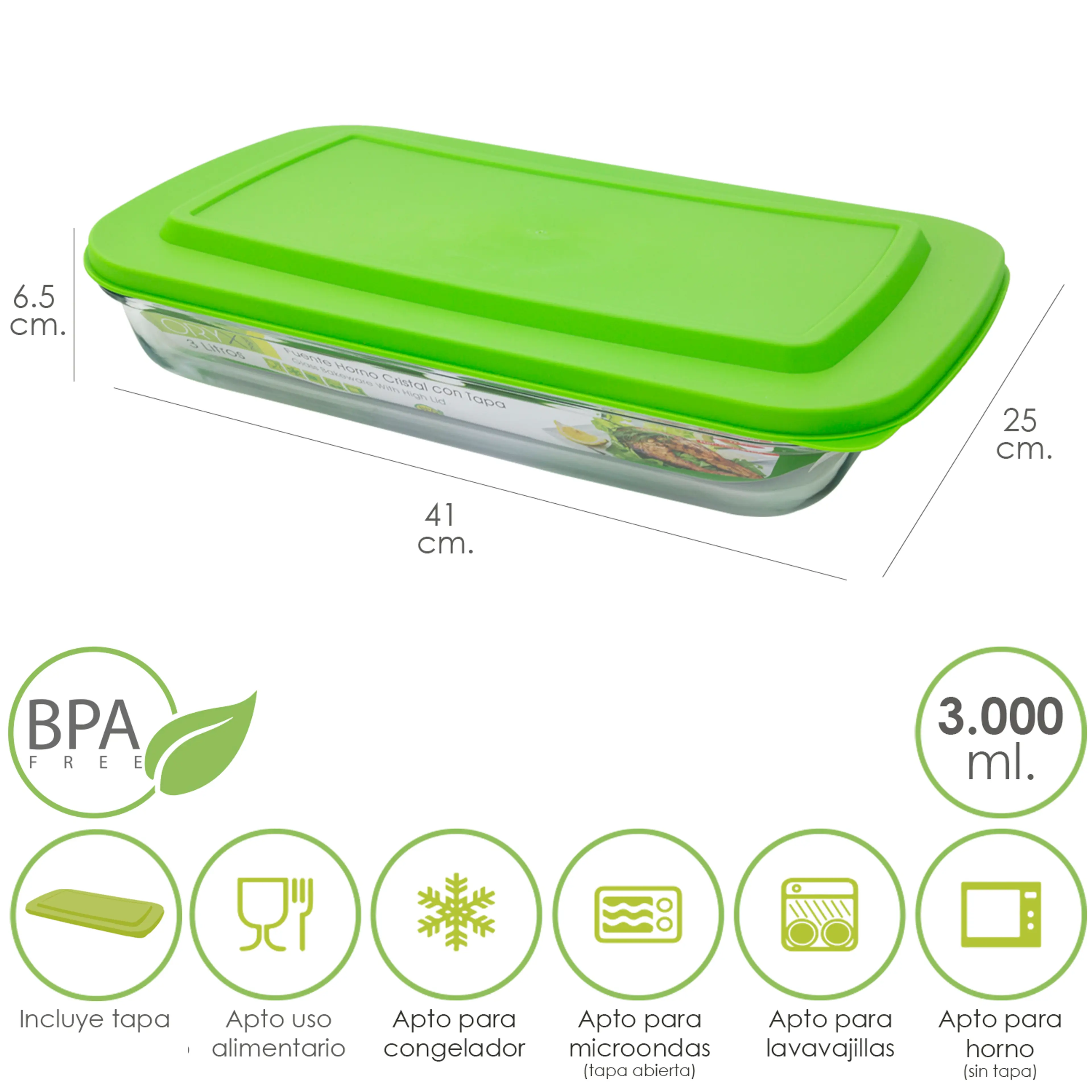 FUENTE CRISTAL RECTANGULAR CON TAPA