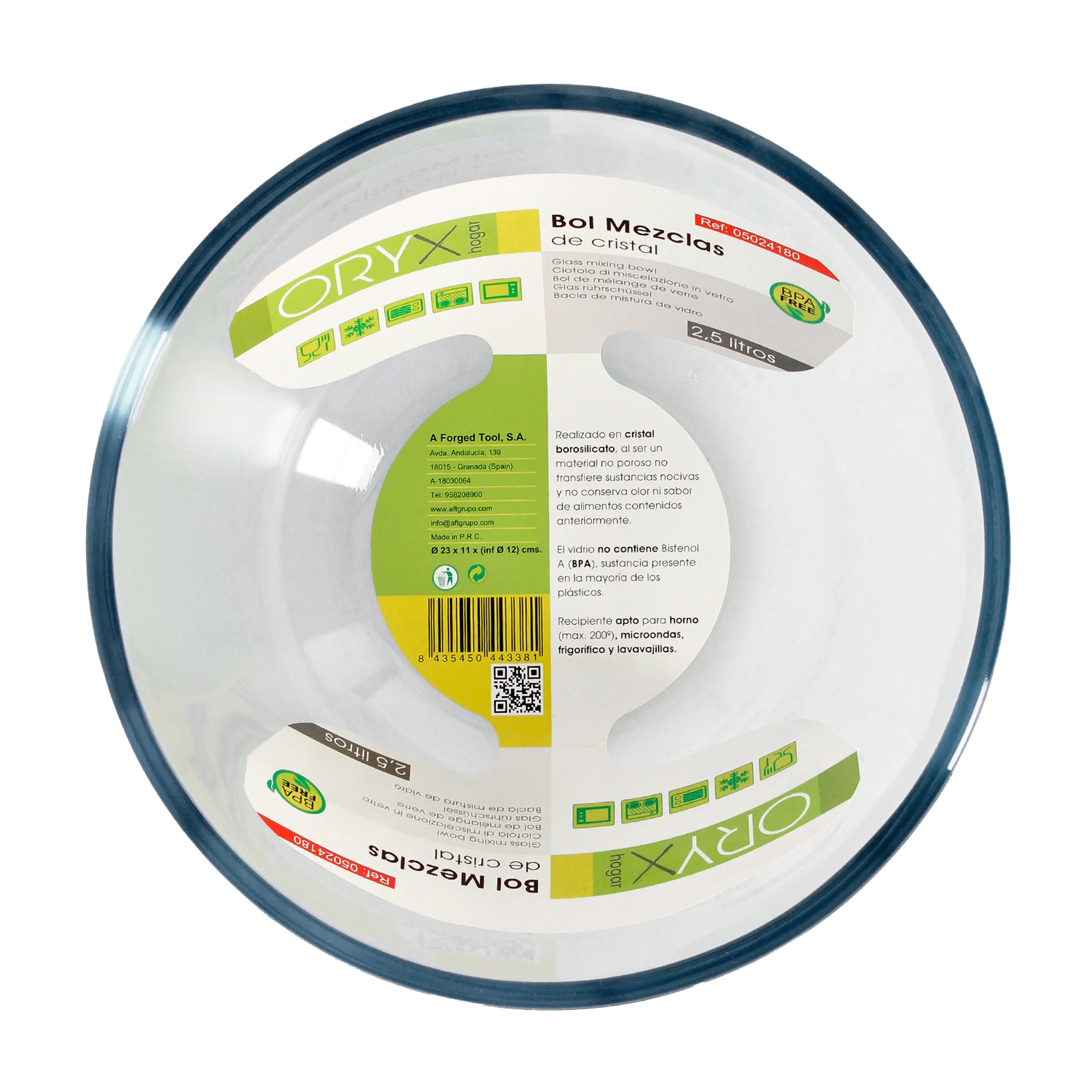 BOL CRISTAL PARA MEZCLAS, 2.5 LITRO