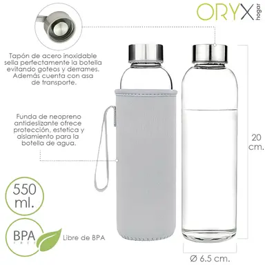 BOTELLA AGUA CRISTAL 550 ML. FUNDA 
