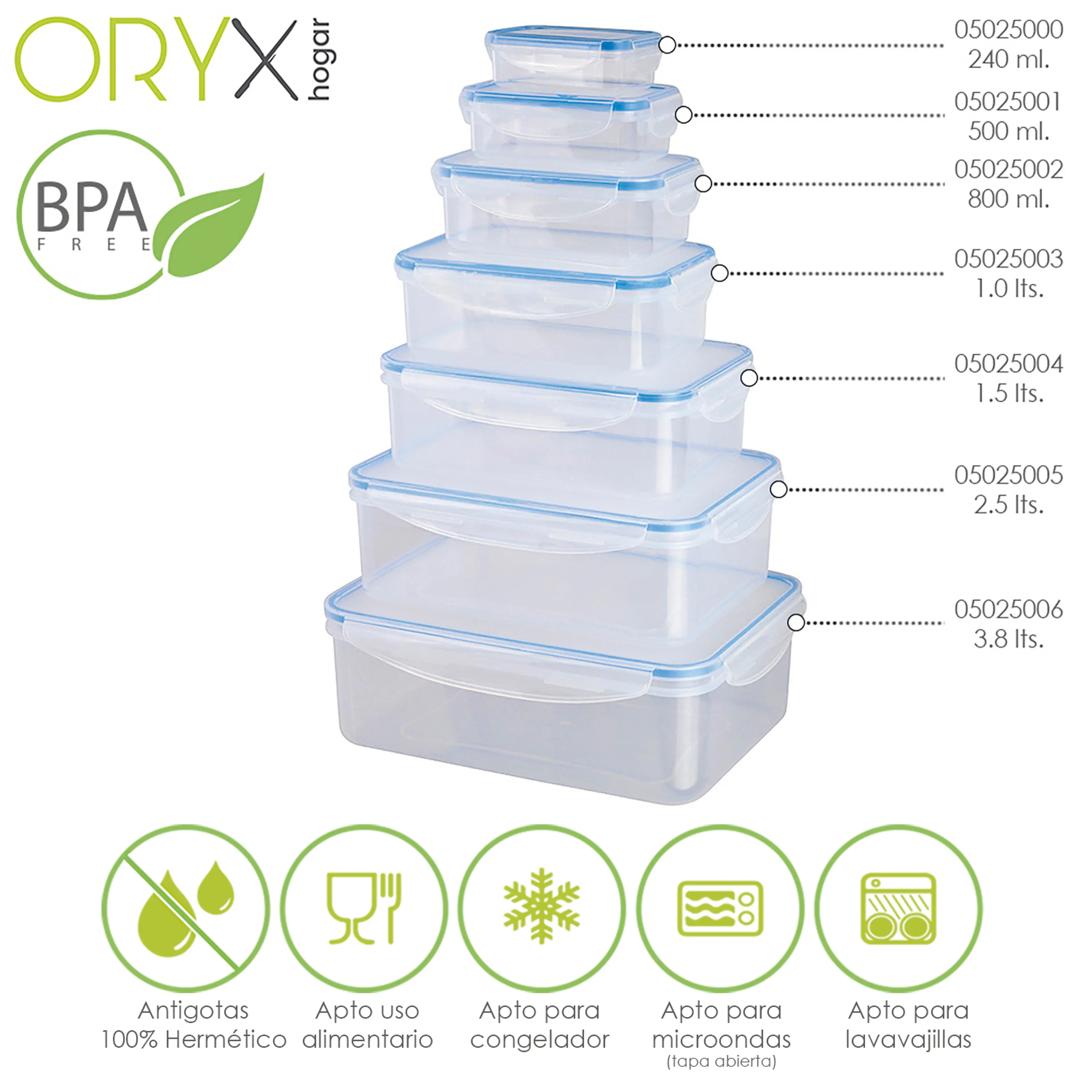 RECIPIENTE HERMETICO PLASTICO RECTA