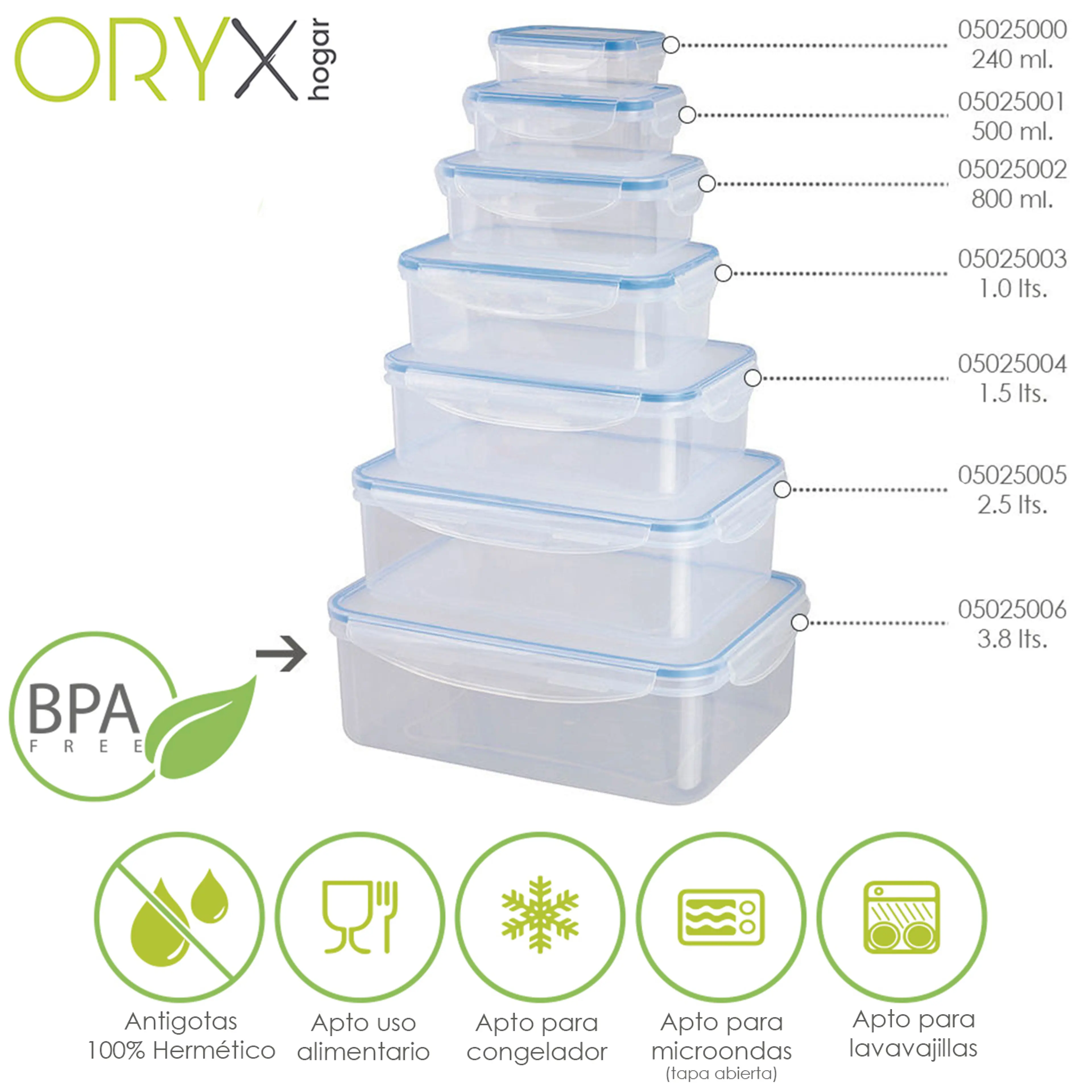 RECIPIENTE HERMETICO PLASTICO RECTA