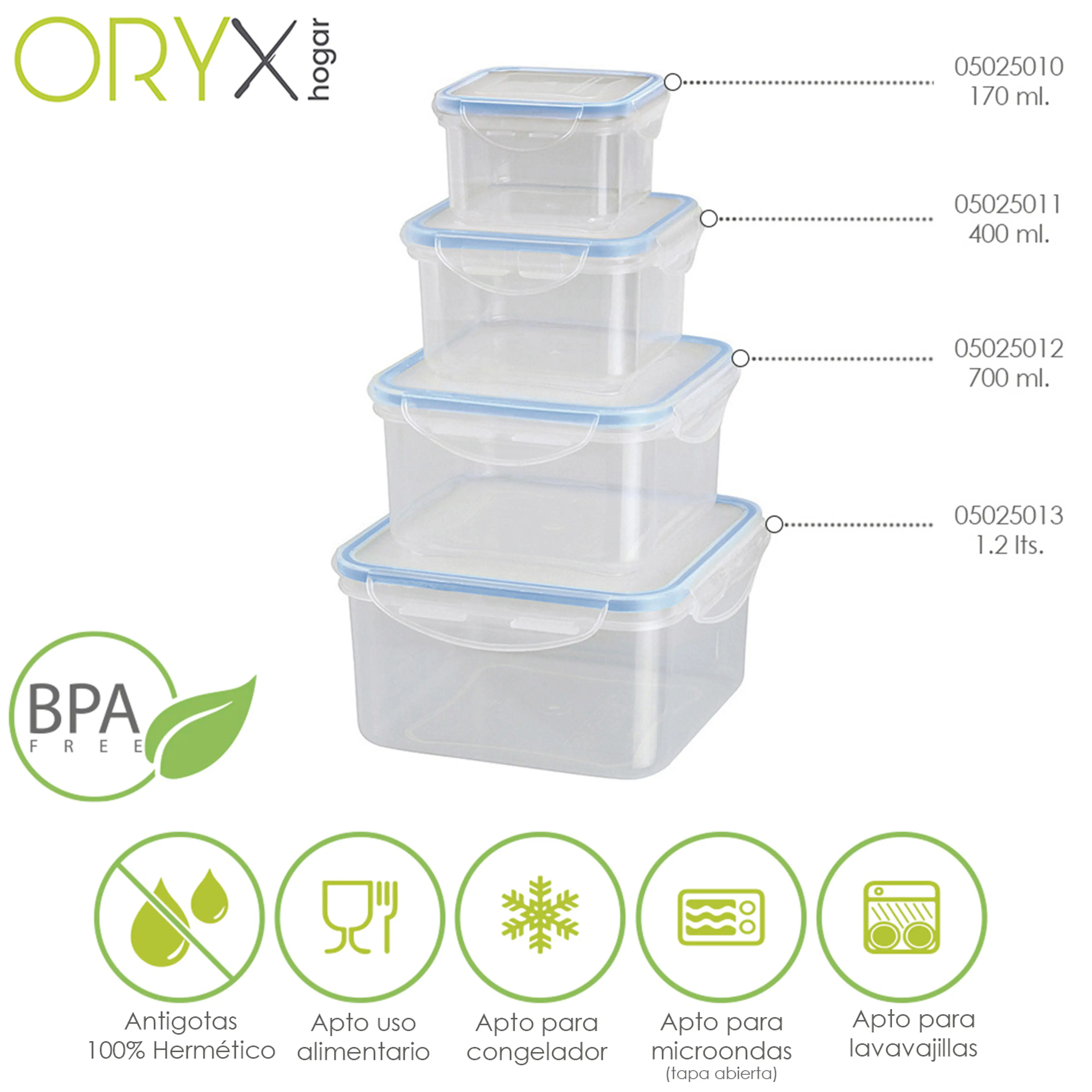 RECIPIENTE HERMETICO PLASTICO CUADR