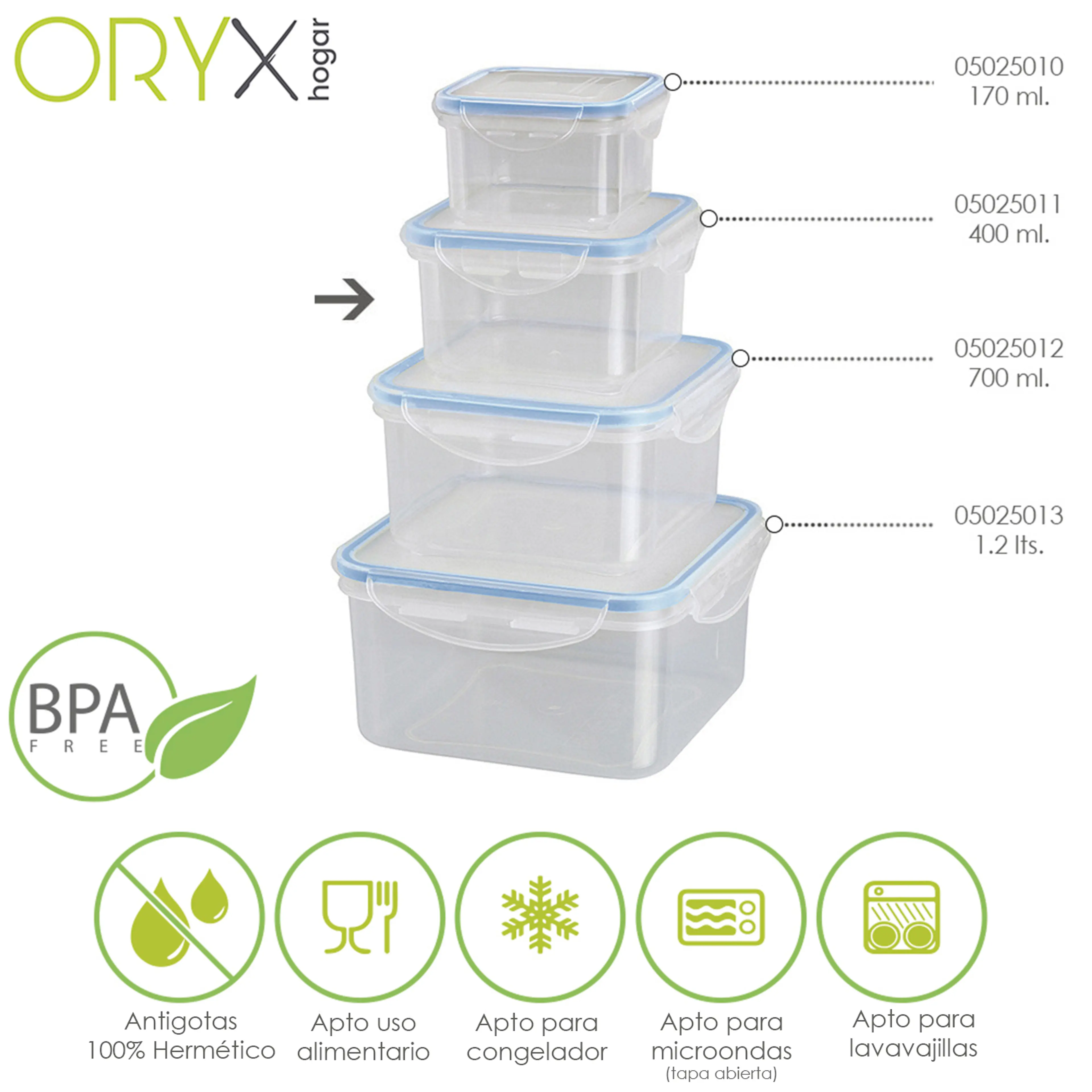 RECIPIENTE HERMETICO PLASTICO CUADR