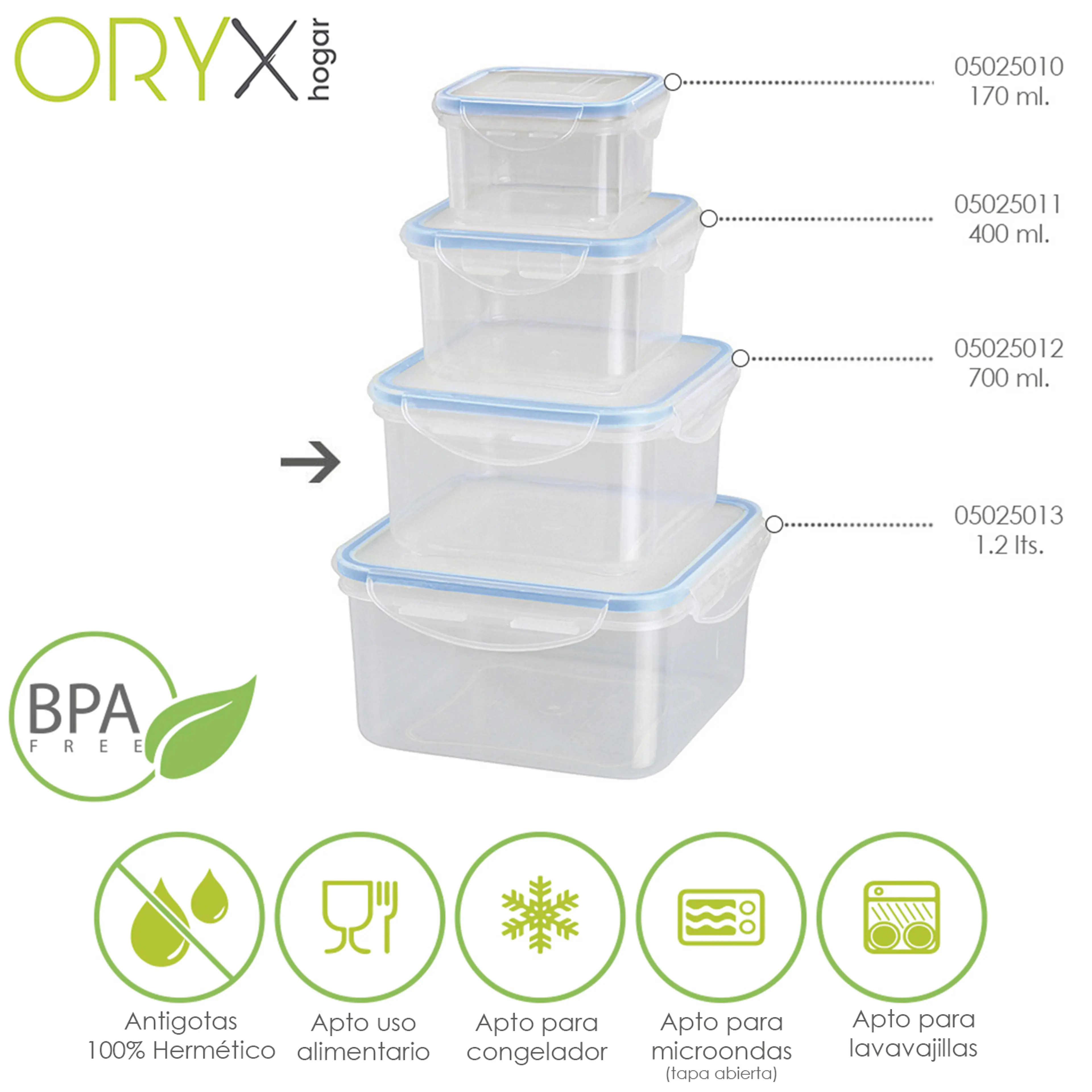 RECIPIENTE HERMETICO PLASTICO CUADR