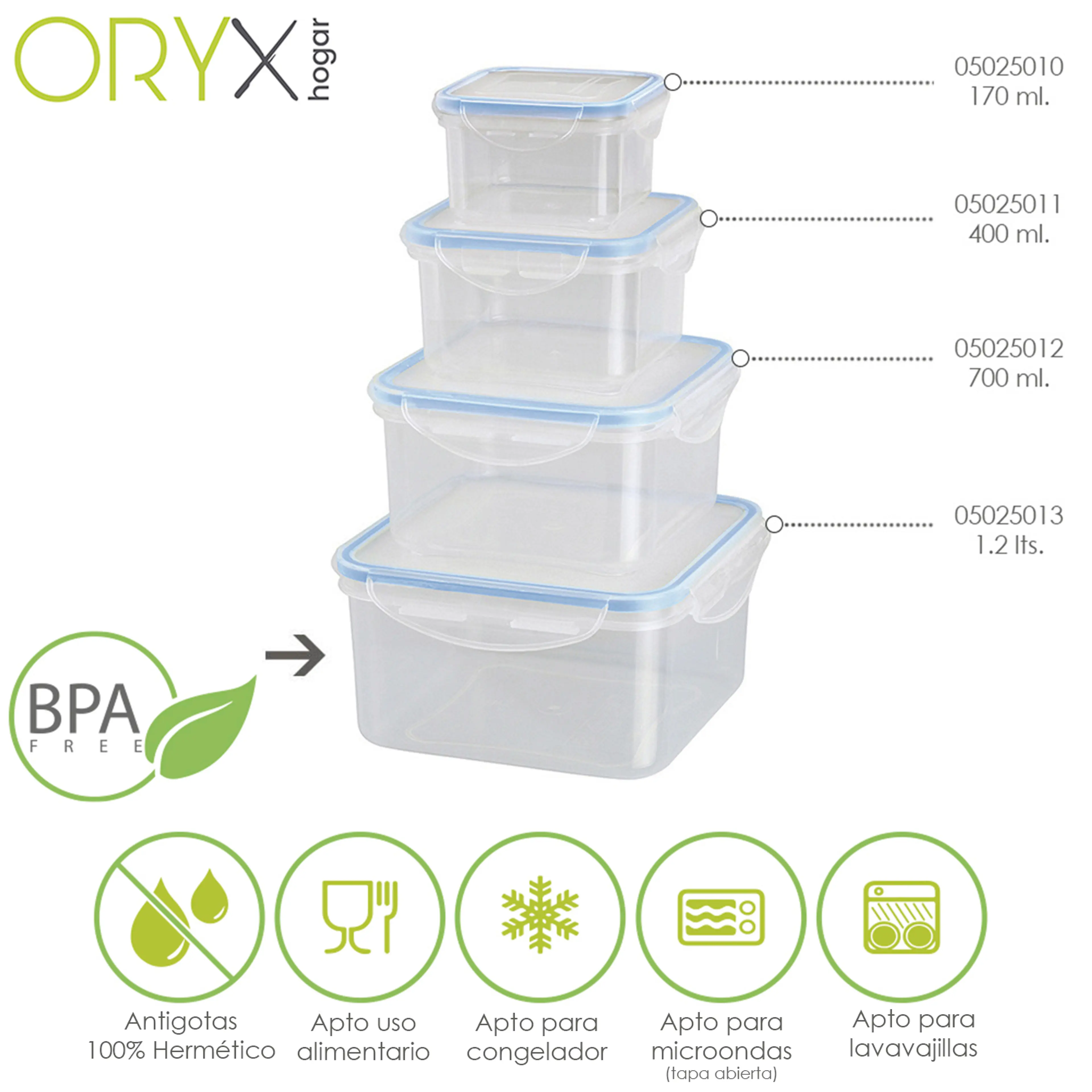 RECIPIENTE HERMETICO PLASTICO CUADR