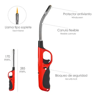 ENCENDEDOR GAS ANTIVIENTO 285 MM. L