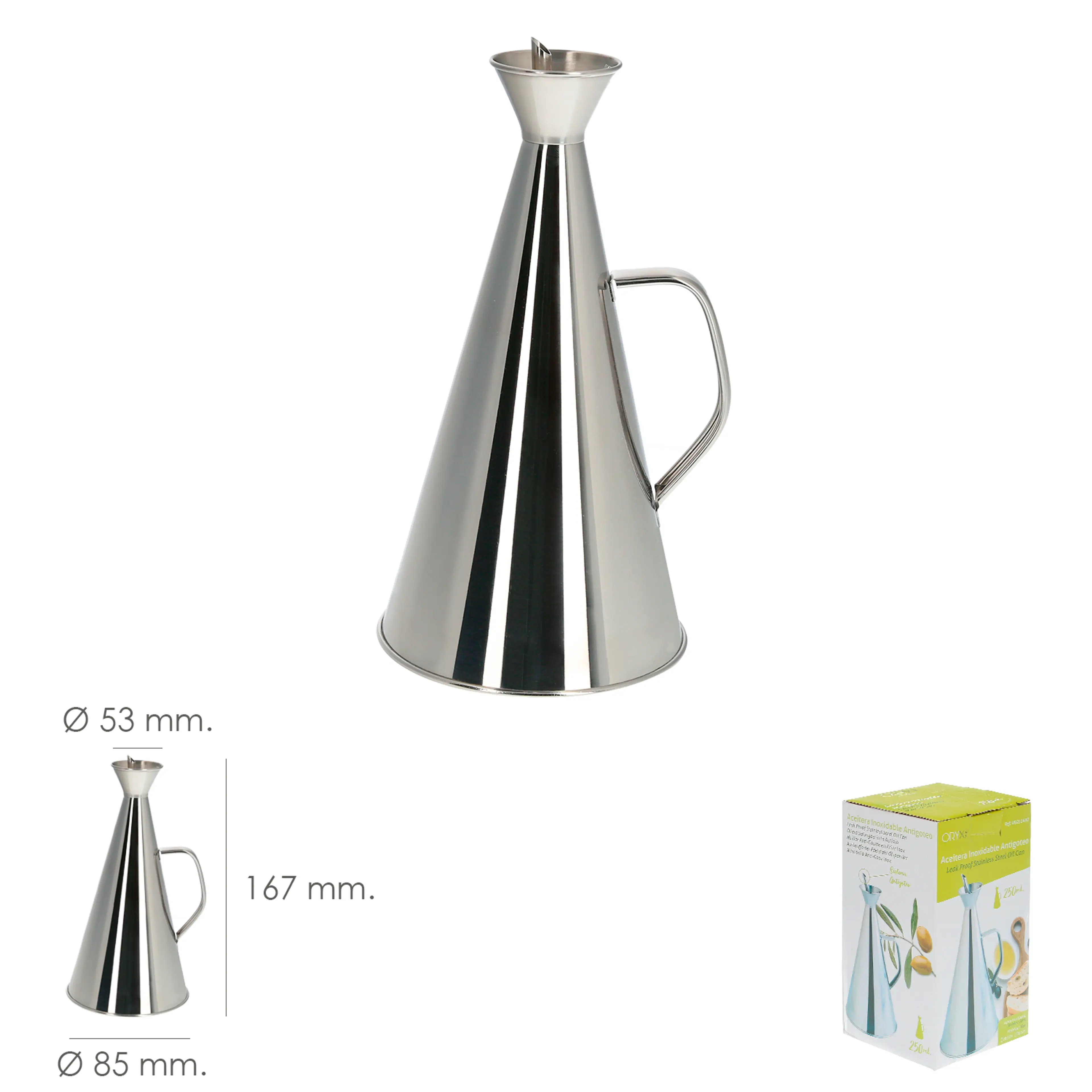 ACEITERA INOXIDABLE ANTIGOTEO 250 M