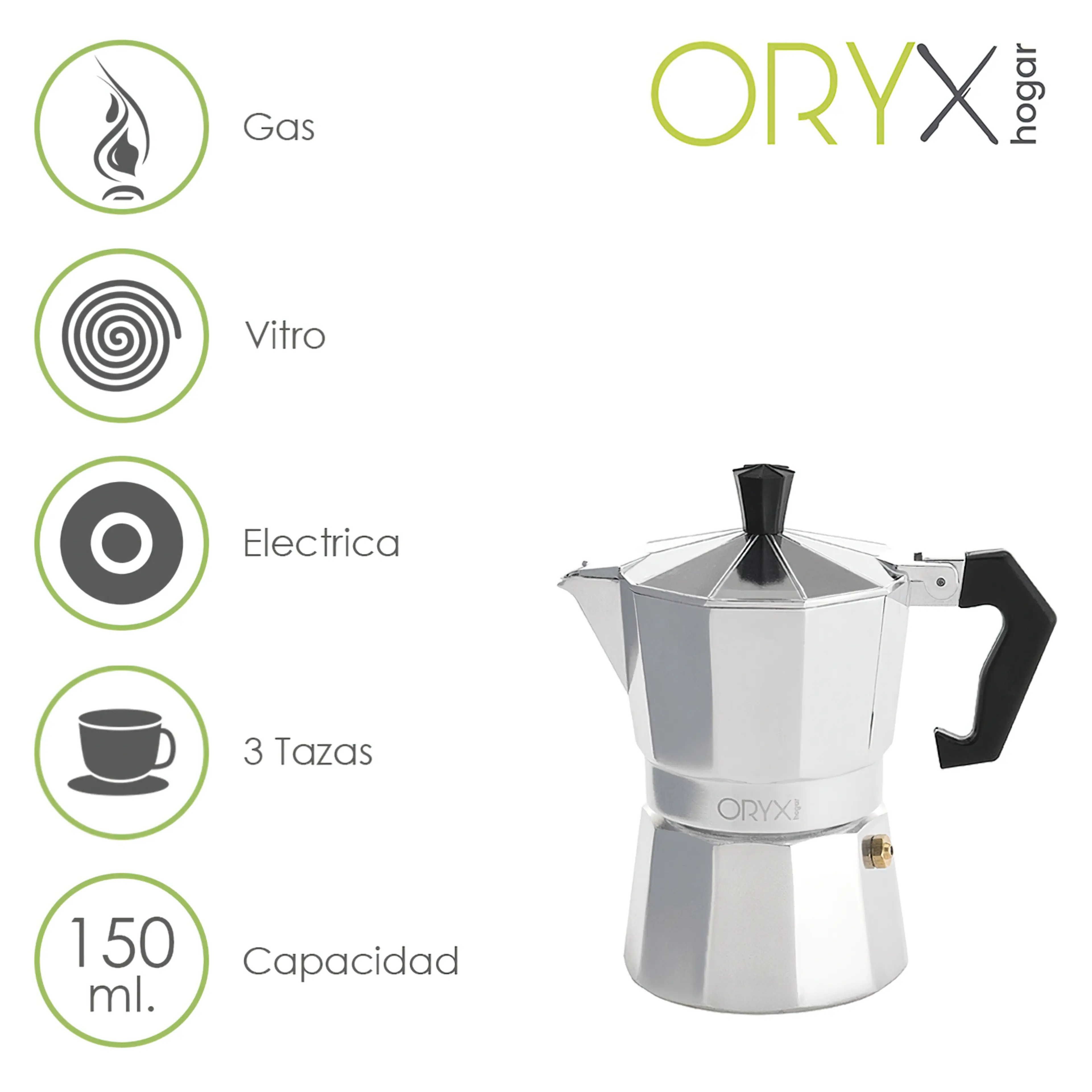 CAFETERA ALUMINIO 3 TAZAS (150 ML.)