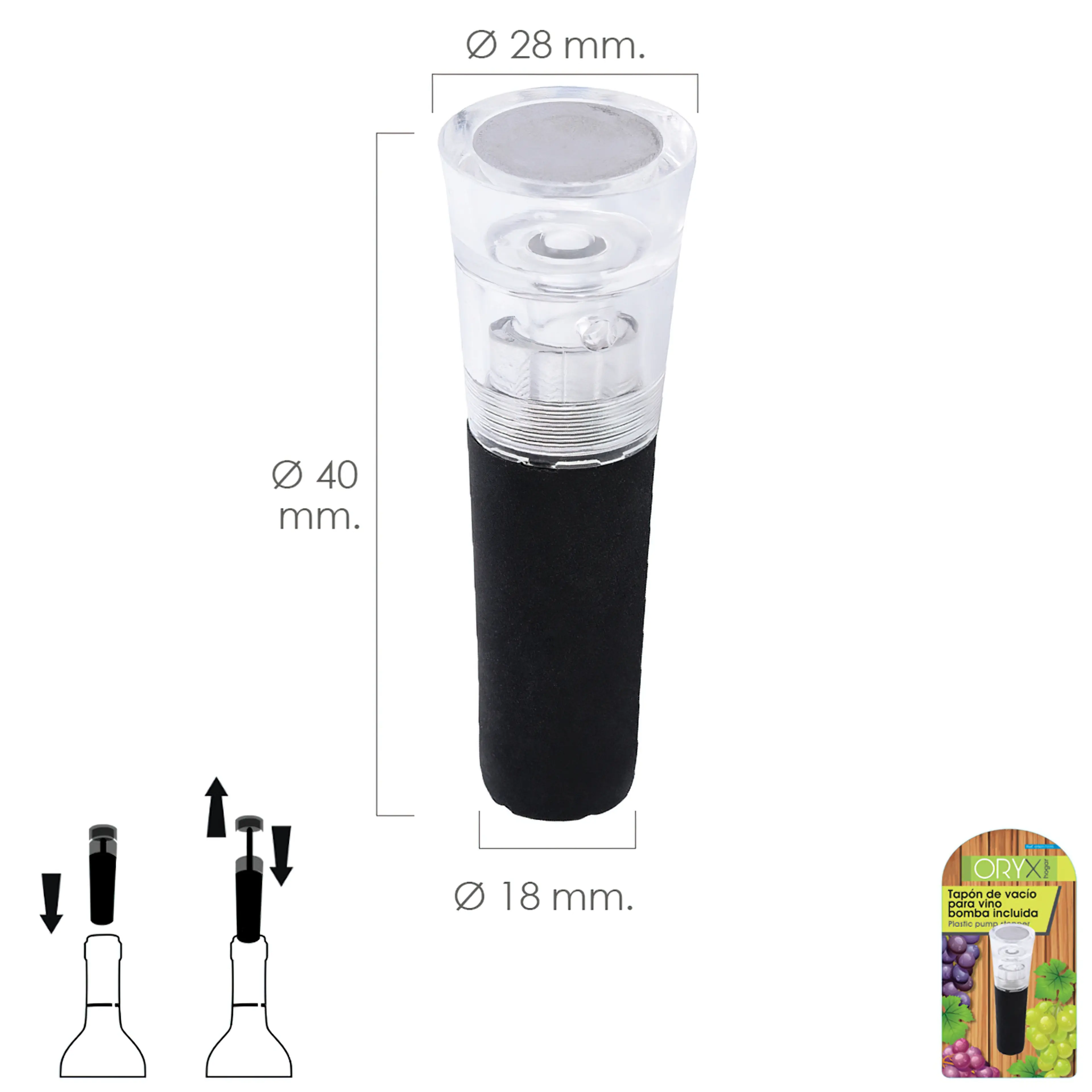 TAPON DE VACIO PARA VINO BOMBA INCL