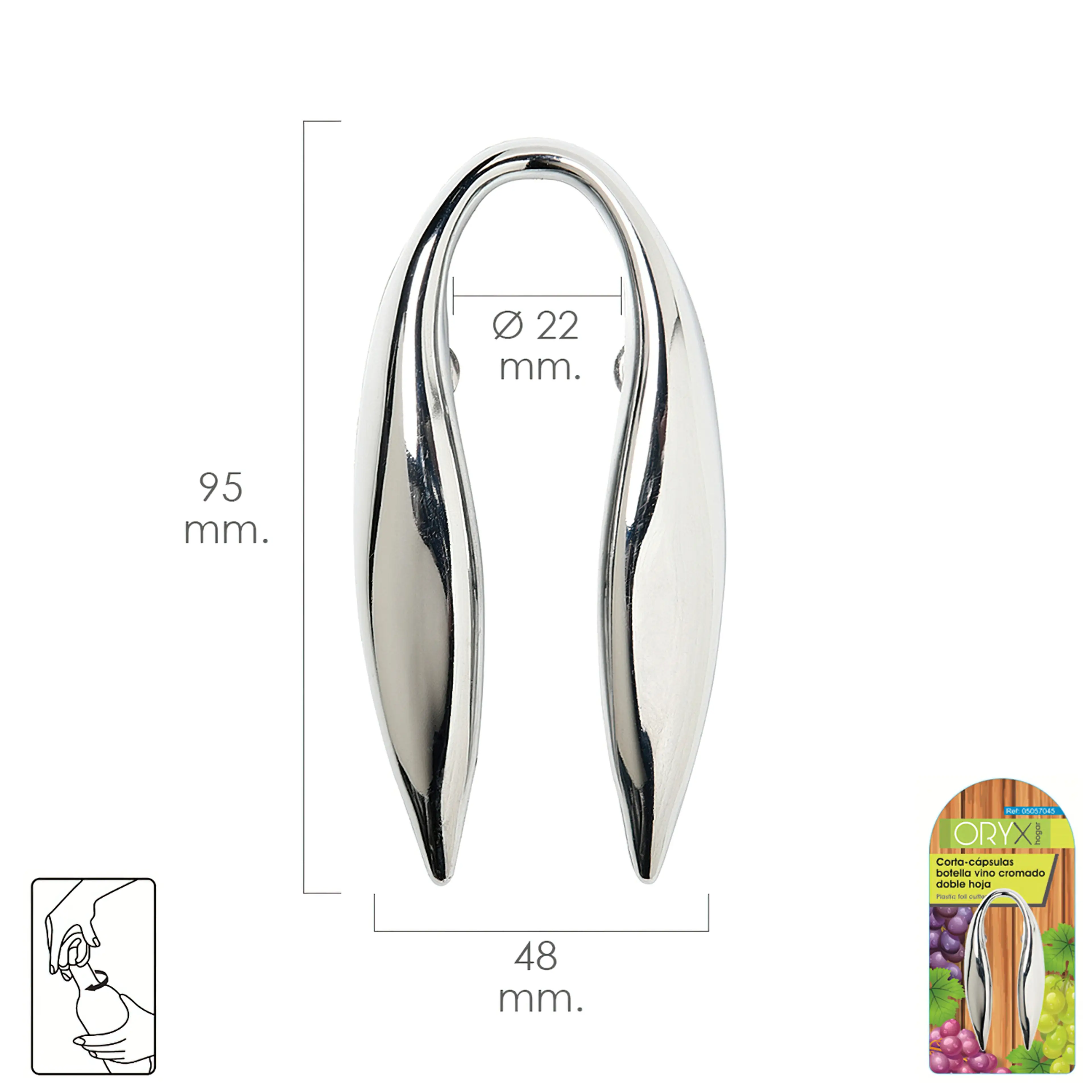 CORTACAPSULAS BOTELLA VINO CROMADO 
