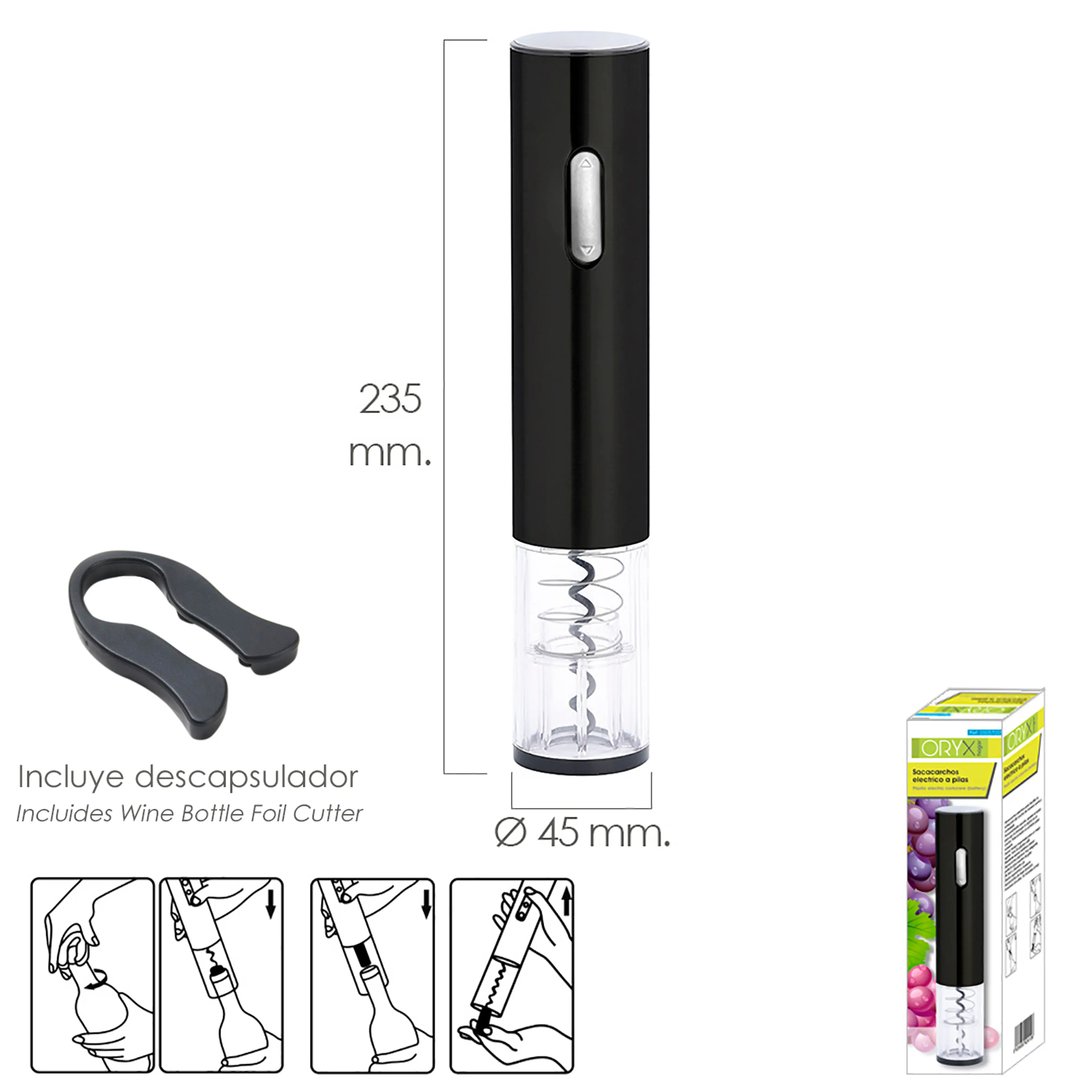 SACACORCHOS ELECTRICO A PILAS CON D