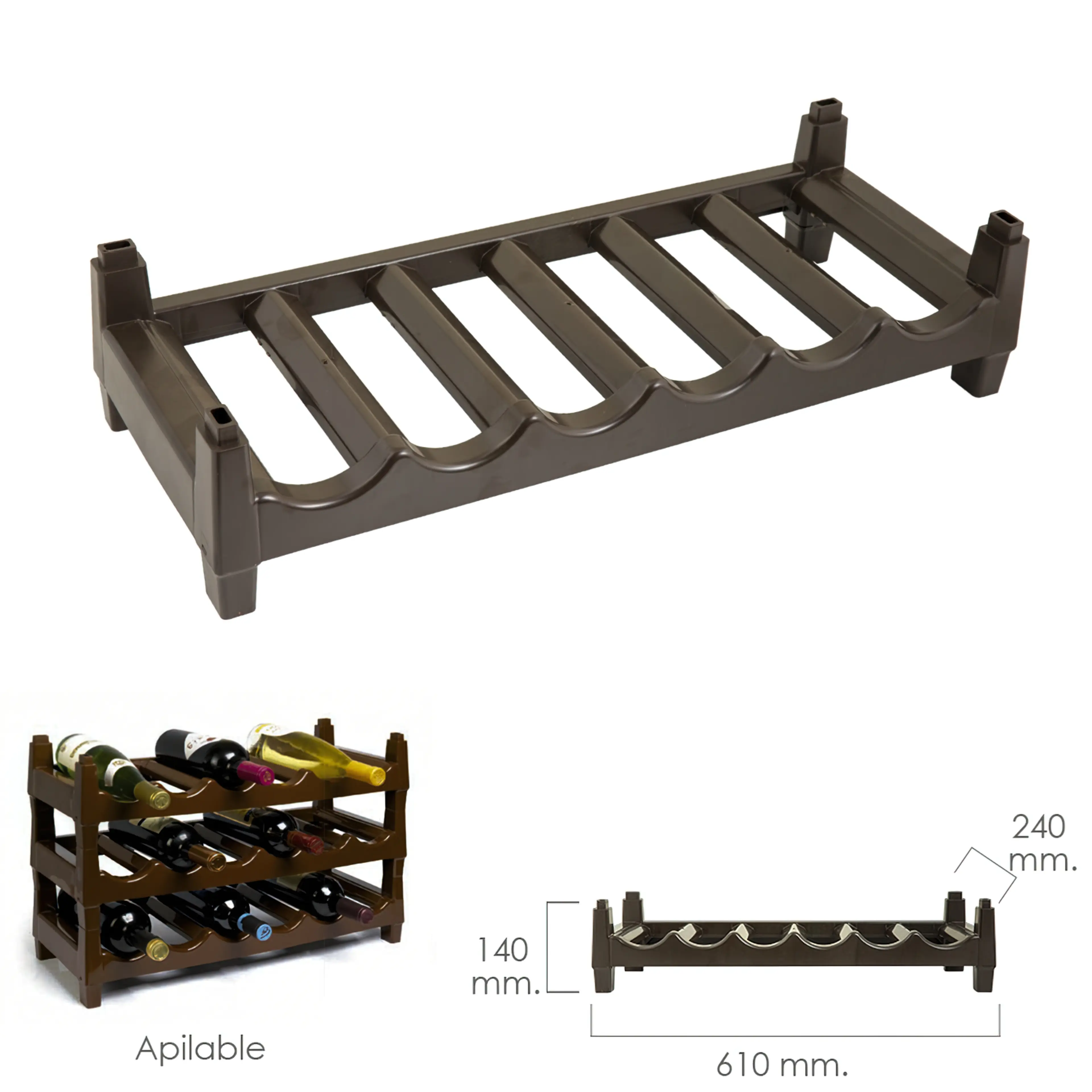 BOTELLERO APILABLE PLÁSTICO 6 BOTEL