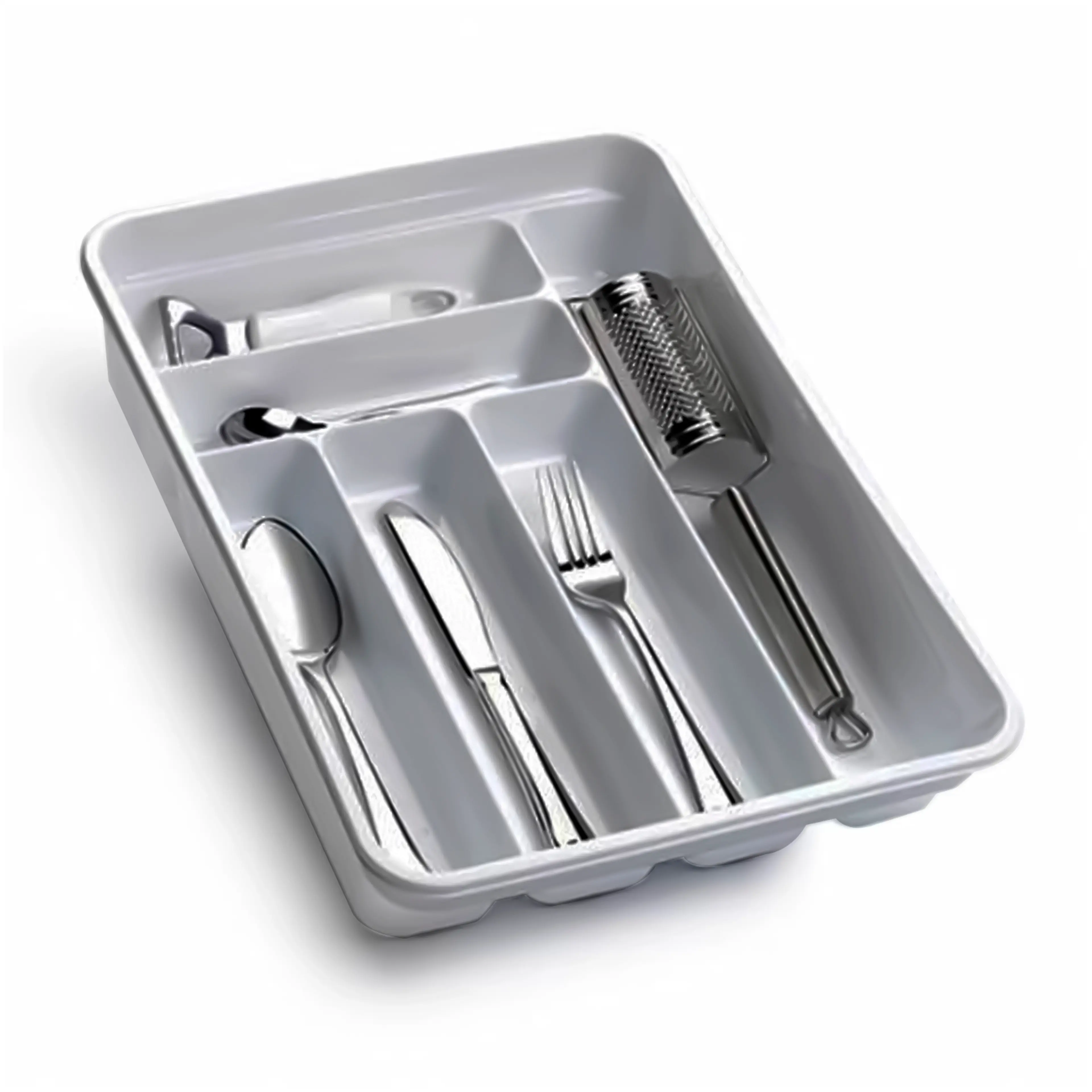 CUBERTERO PLASTICO COLOR GRIS PLATA