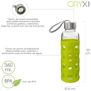 BOTELLA AGUA DE CRISTAL CON FUNDA G