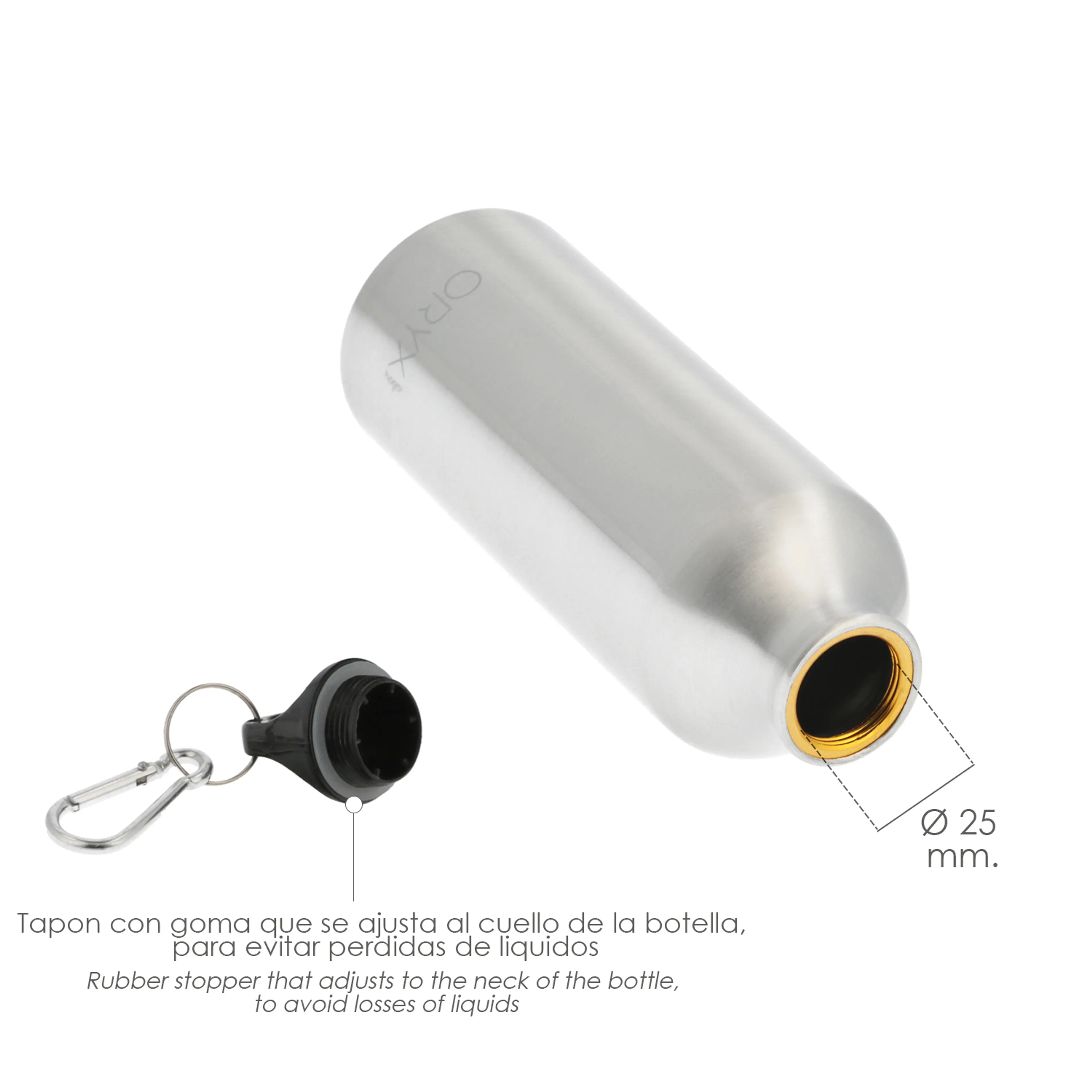 BOTELLA AGUA ALUMINIO CON MOSQUETÓN