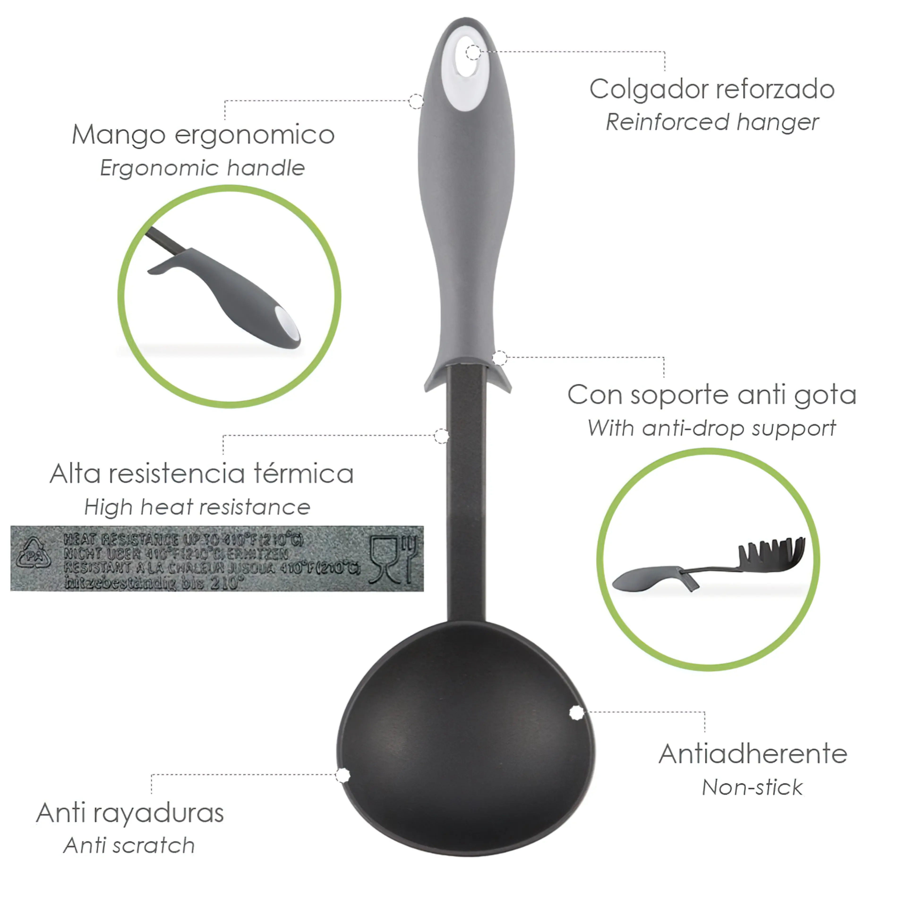 CUCHARON SERVIR COCINA NYLON CON MA