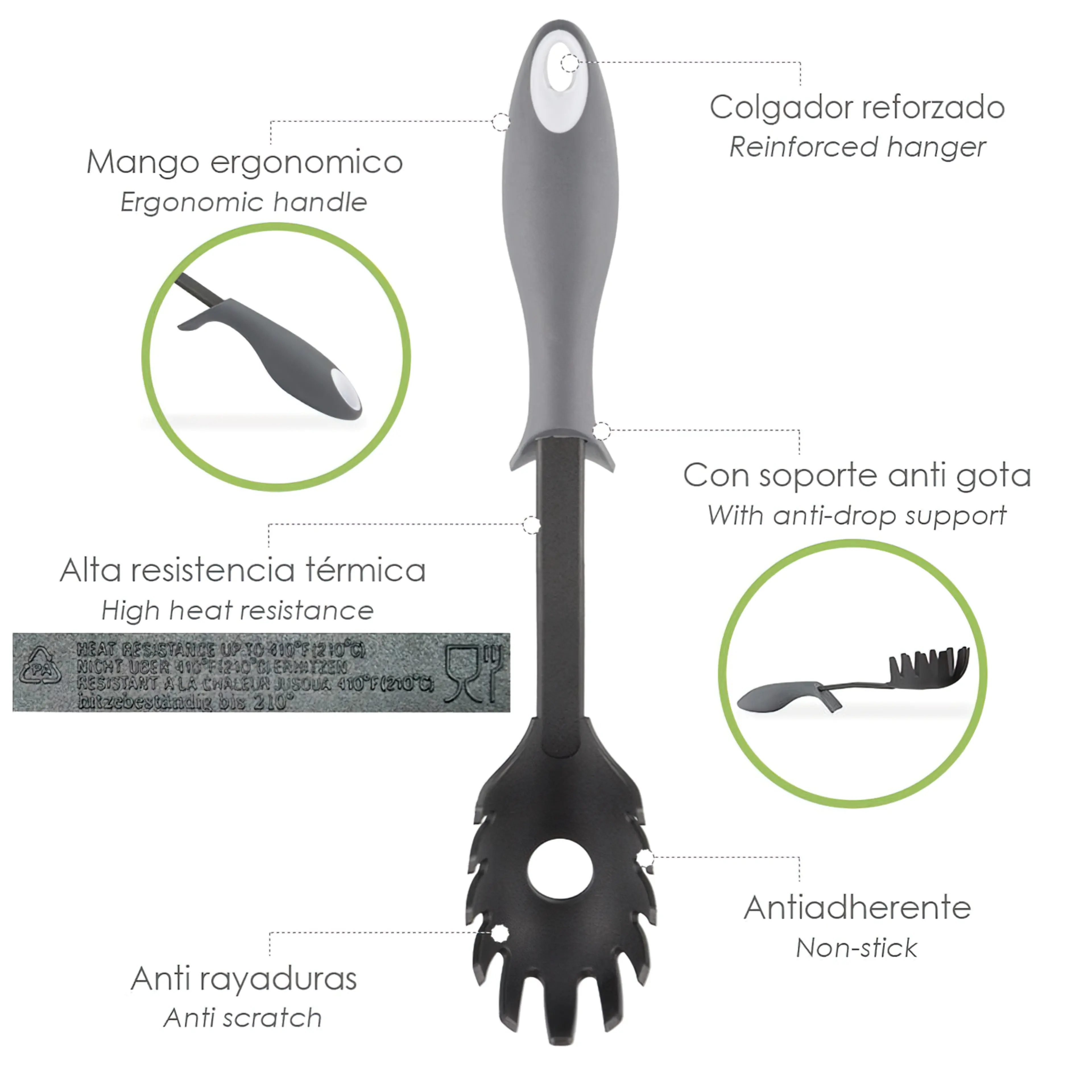 SERVIDOR ESPAGUETIS NYLON CON MANGO